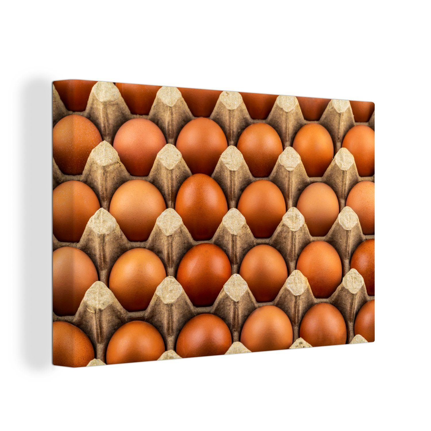 OneMillionCanvasses® Leinwandbild Braune Eier auf einer Eierschale, (1 St), Wandbild Leinwandbilder, Aufhängefertig, Wanddeko, 30x20 cm