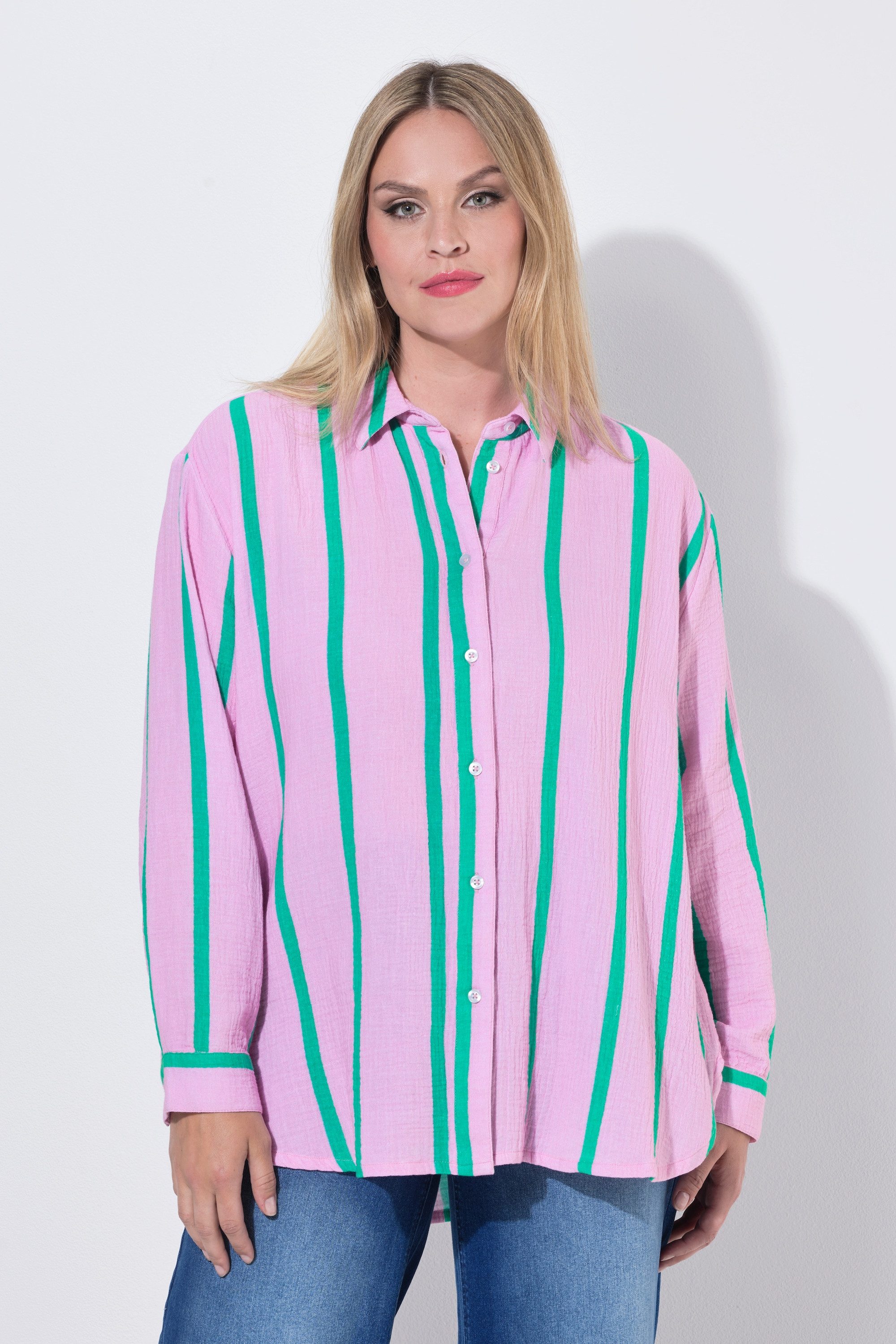 MIAMODA Hemdbluse Musselin-Bluse oversized Langarm