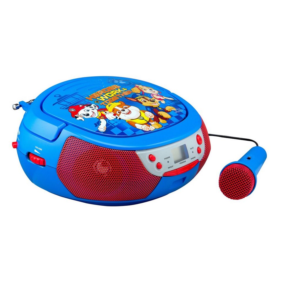 Kinderradio Mit Cd Und Kassette Und Mikrofon eKids Paw Patrol tragbarer CD-Player mit Radio und Mikrofon für Kinder