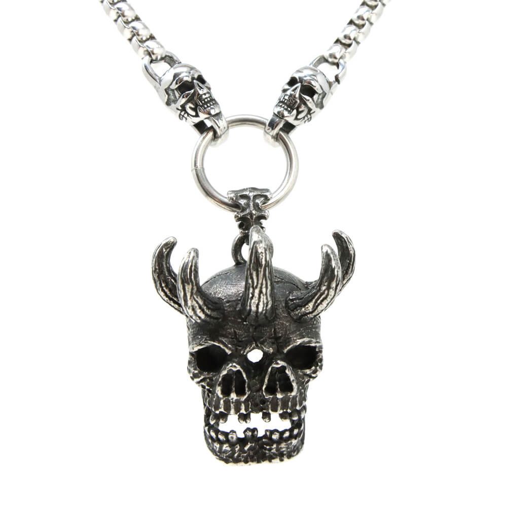 DALMARO Kette mit Anhänger Halskette Edelstahlkette 316L MASSIV SKULLYS 05-02, Herren Halskette Biker / Wikinger Kette - Schmuckbox