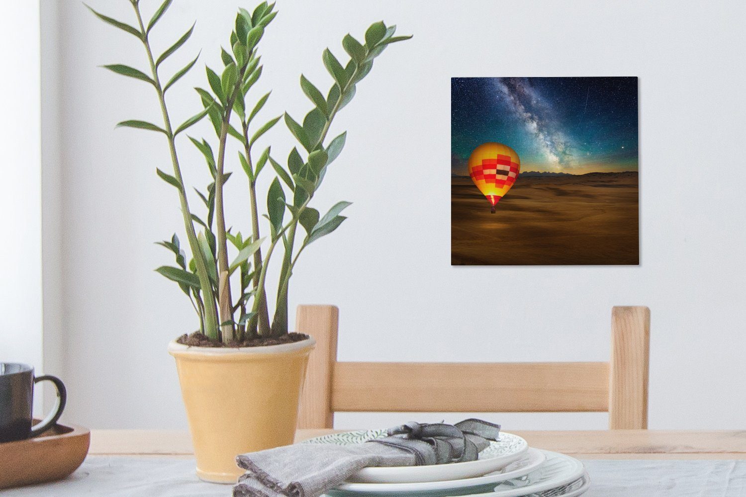 OneMillionCanvasses® Leinwandbild Heißluftballon für Sternenhimmel Bilder - Wohnzimmer St), Schlafzimmer Sand, - Leinwand (1