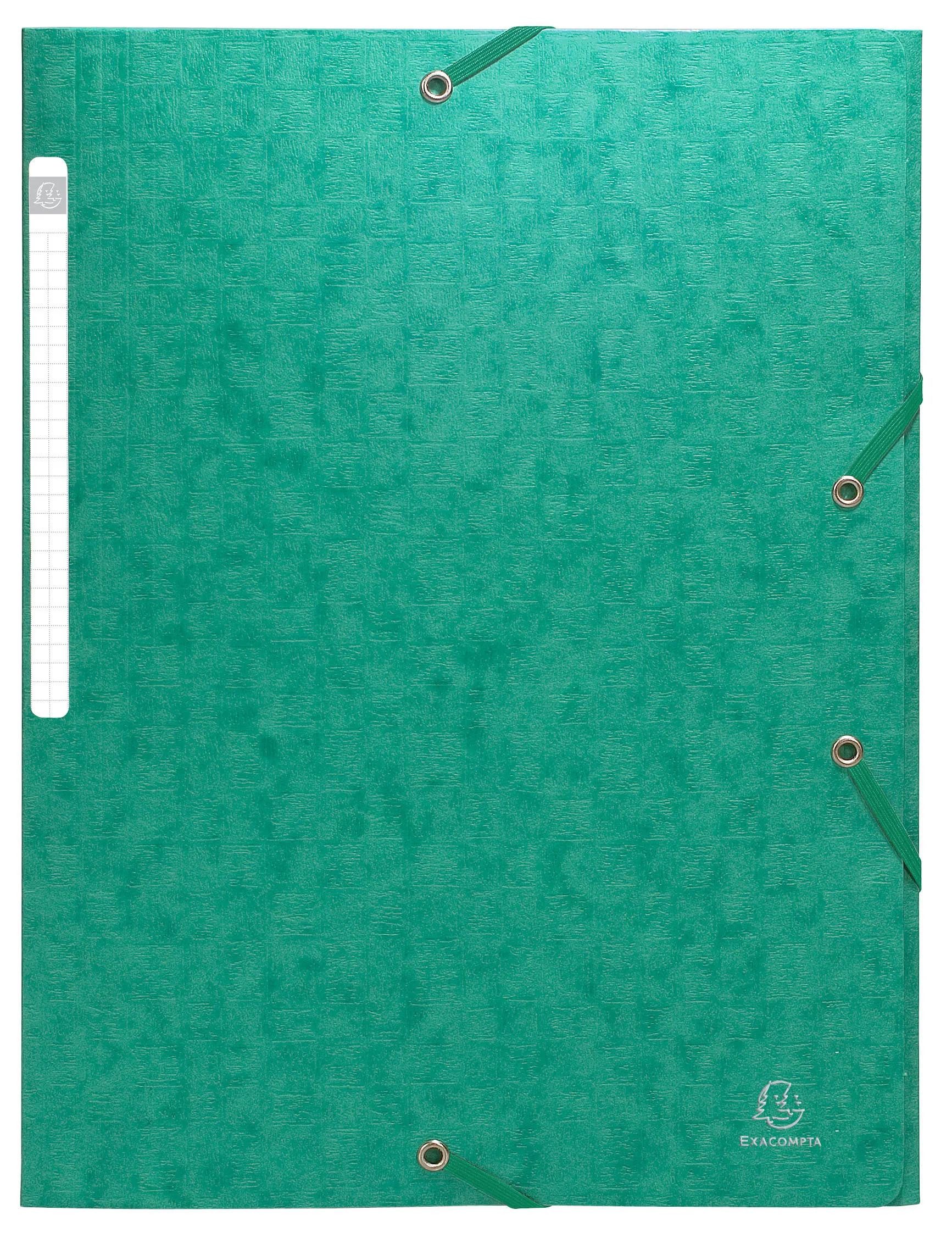 Organisationsmappe 50x Sammelmappe + Gummizug, 3 Klappen Karton, 425g/qm A4, Grün, 55753E