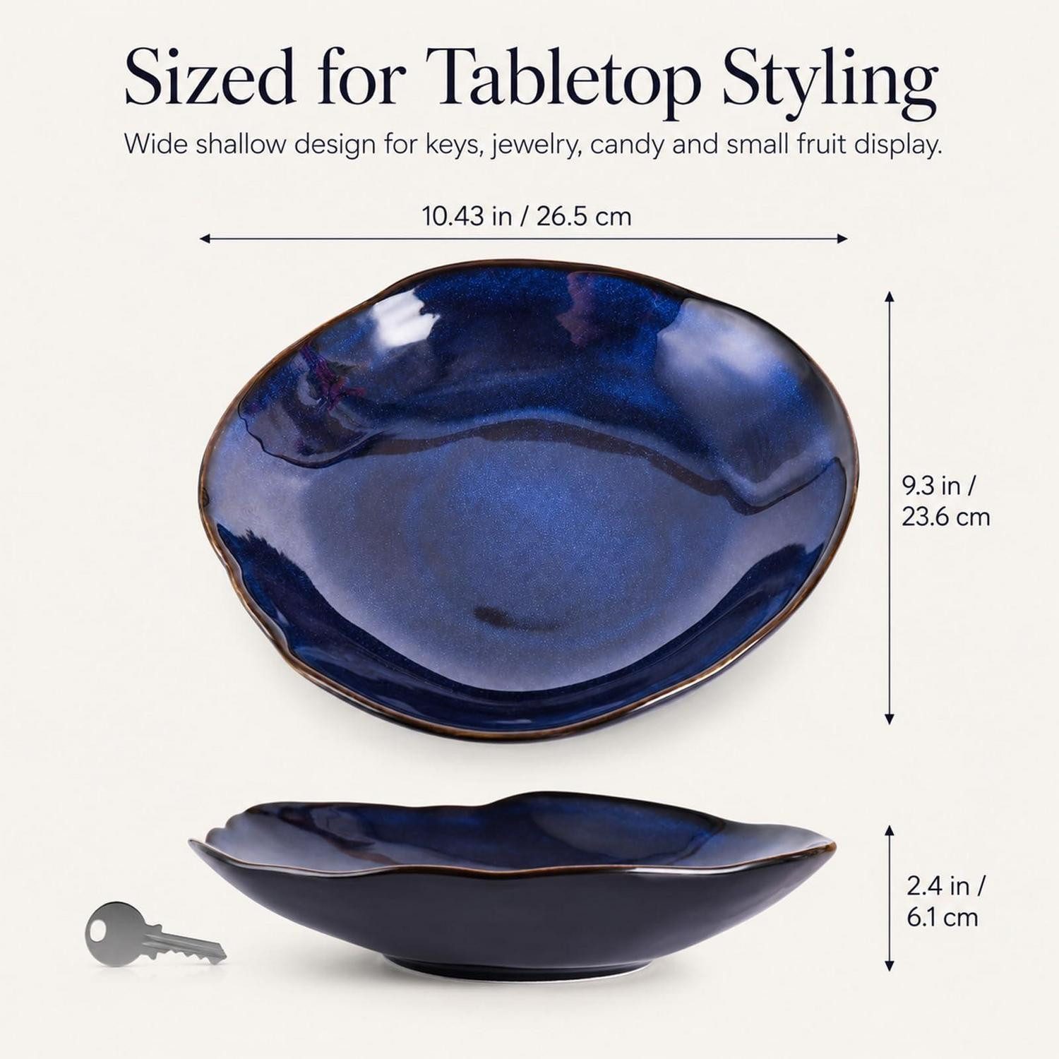 LuxusKollektion Dekoschale Dekorative Keramikschale Blau 26cm (1 St)
