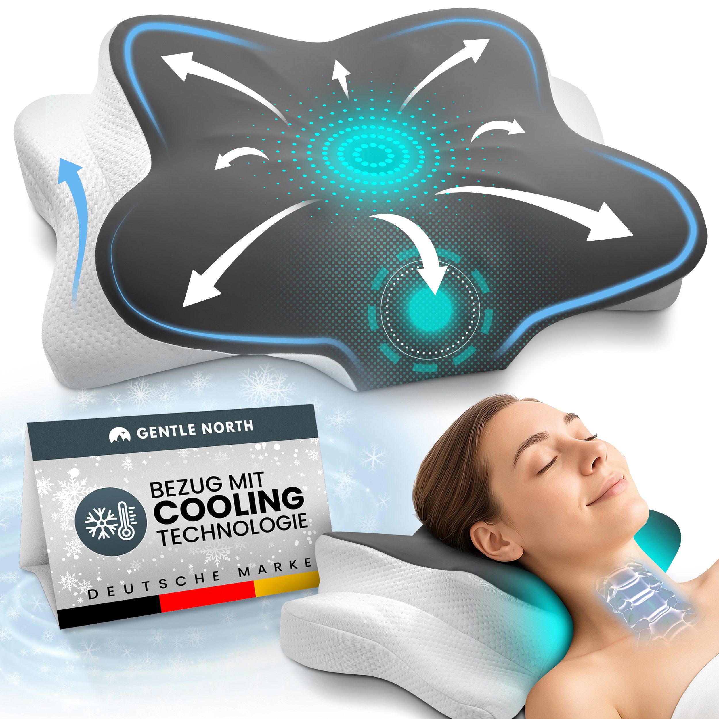 Gentle North Nackenstützkissen Orthopädisches Nackenstützkissen aus hochwertigem Memory Foam