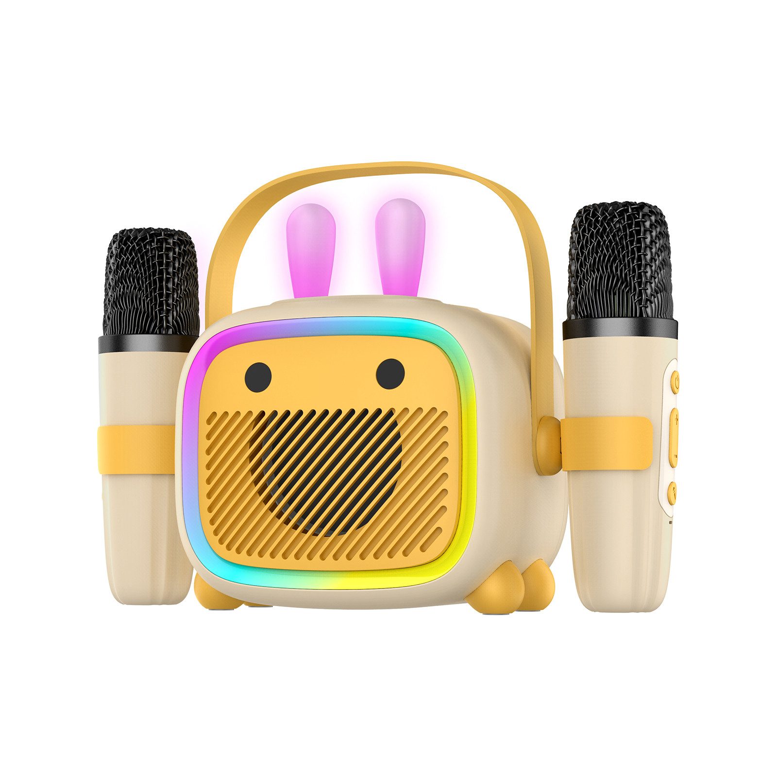 BBG Karaoke-Set für Kinder mit kabellosem Mikrofon & lustigem Design Karaoke-Maschine (5 W, Tragbarer Bluetooth-Lautsprecher mit Lichtshow und Stimmverzerrer)