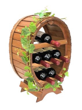DanDiBo Weinregal Weinregal Holz Weinfass für 6 Flaschen Braun gebeizt Bar Flaschenständer Fass Flaschenhalter Flaschenregal