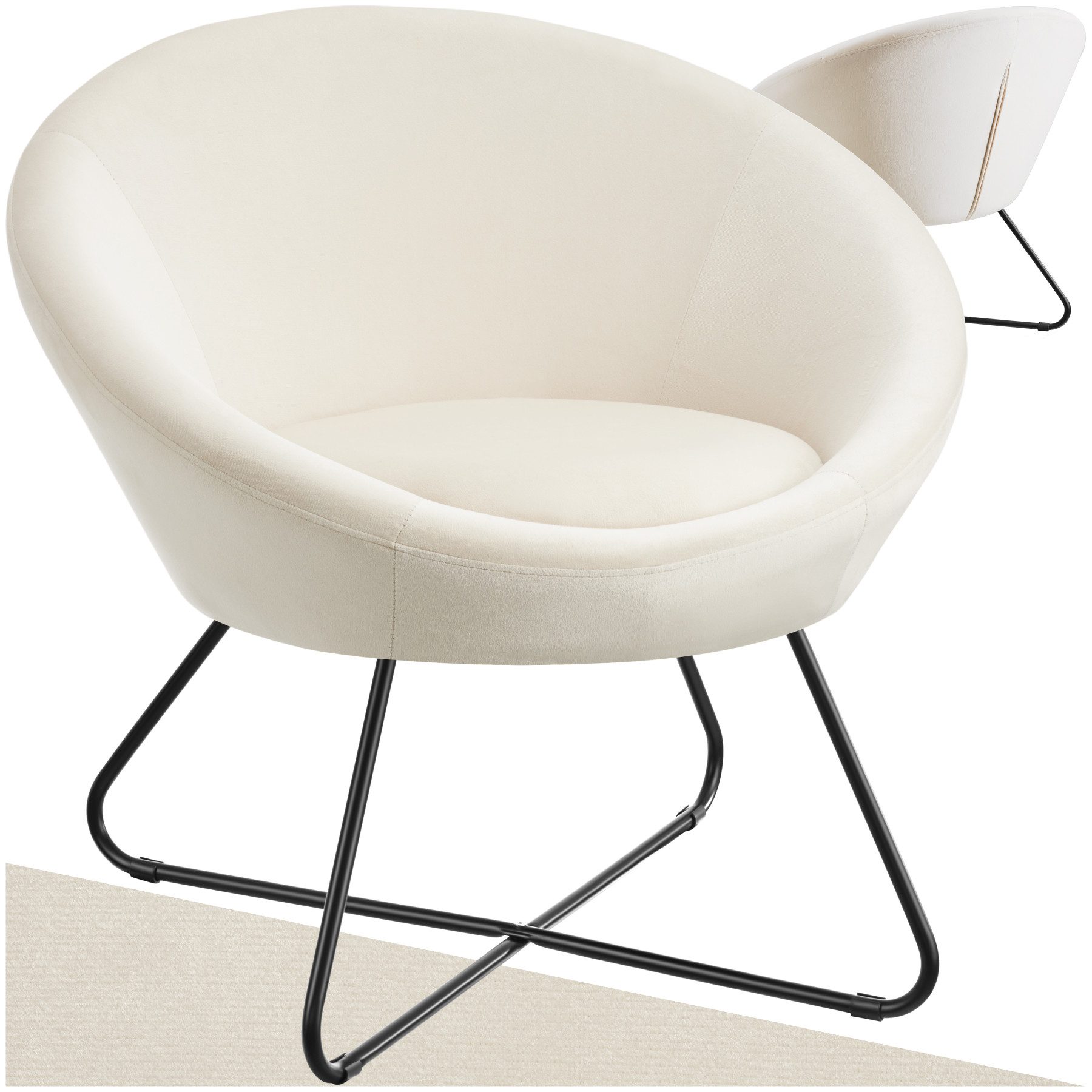 tectake Relaxsessel Cocktailsessel, gepolstert, mit Bouclé- günstig online kaufen