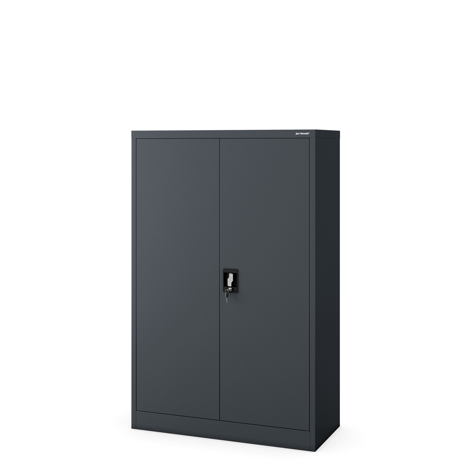 Jan Nowak Aktenschrank Metall Büroschrank abschließbar 90 cm KEVIN 3 Böden Stahl kompakt (Stahl 0,6 mm Wandmontage möglich PZH-zertifiziert 140 cm) Aktenschrank 30 Ordner Schloss 2 Schlüssel robust 5 Farben