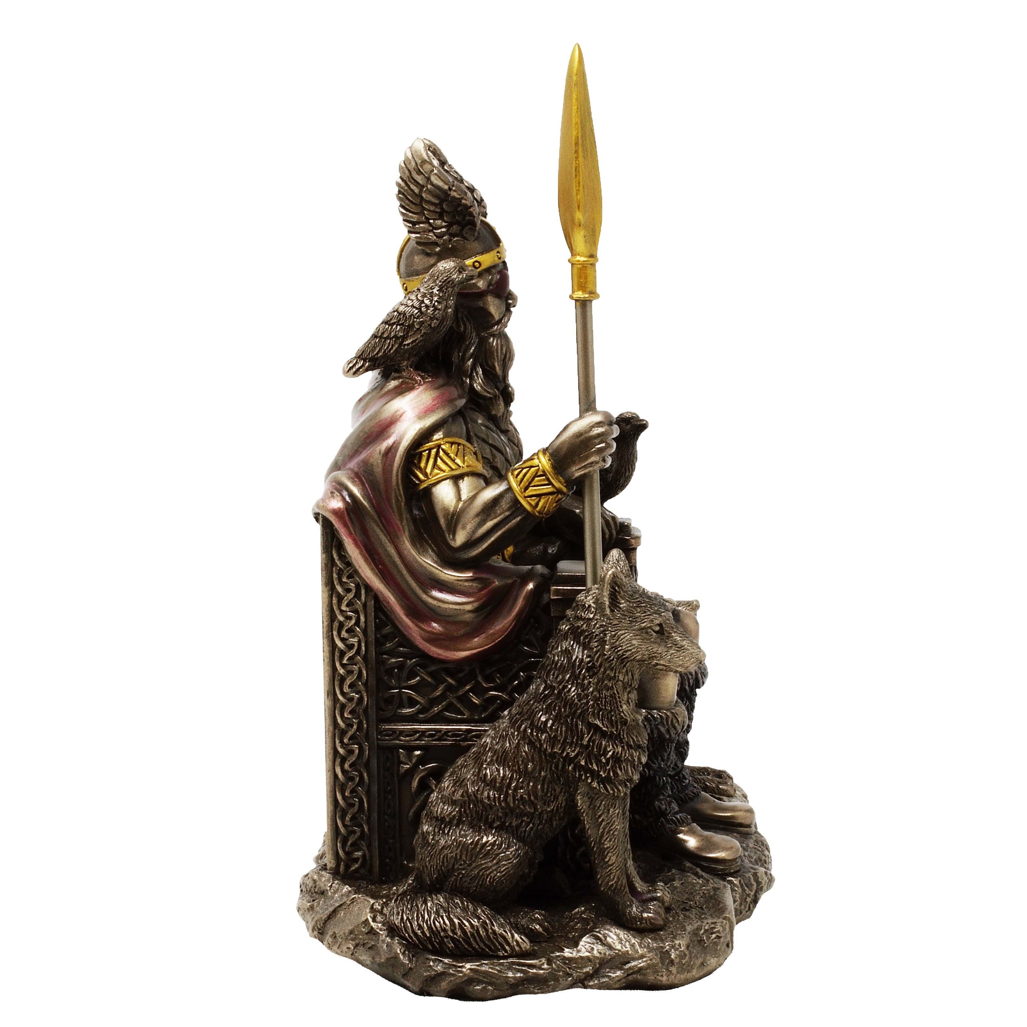 bronziert MystiCalls Odin - Gottvater, Gott, Dekofigur sitzend, Mythologie