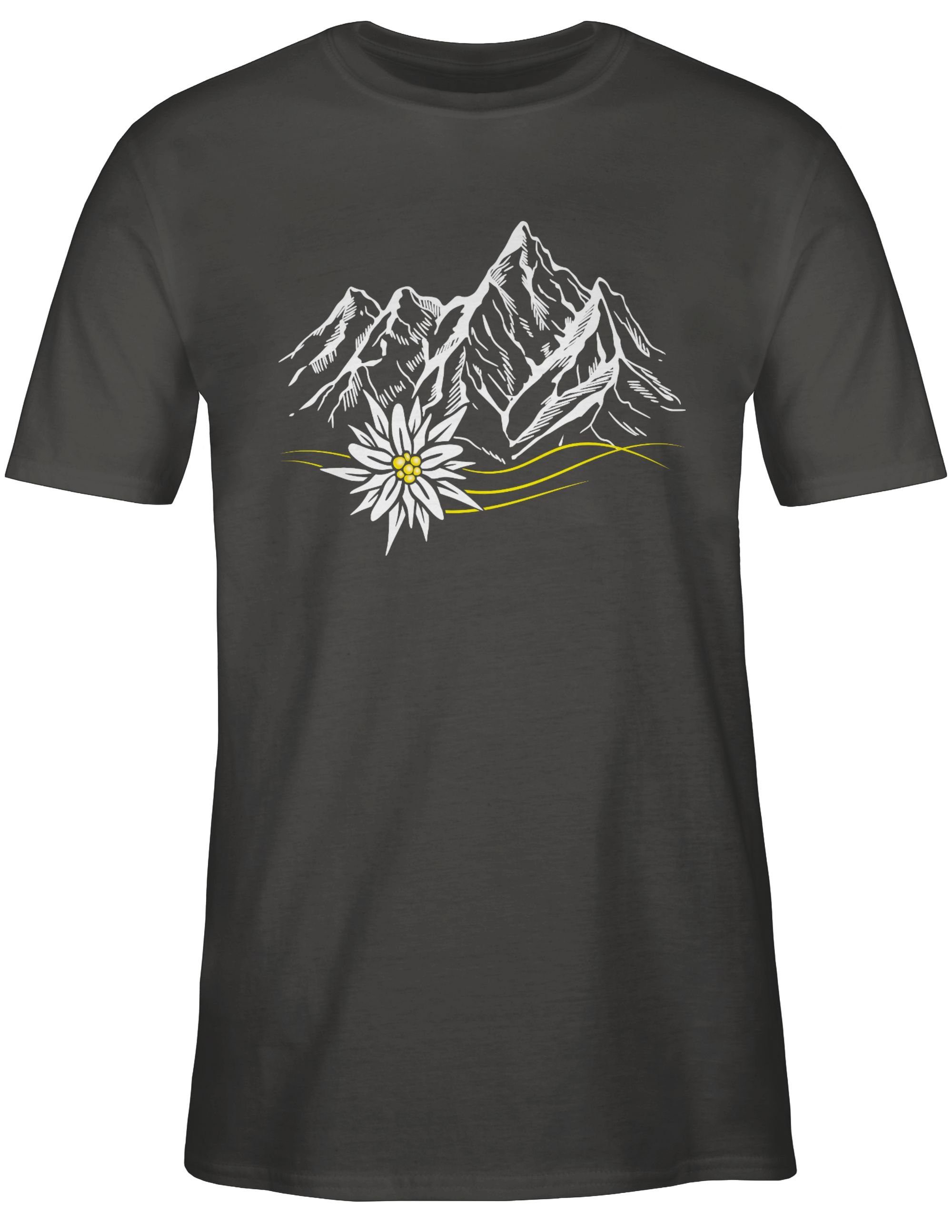 Shirtracer T-Shirt Edelweiß Berge Wandern Berg Mode 01 Wanderlust für Oktoberfest Alpen ruft Dunkelgrau Herren