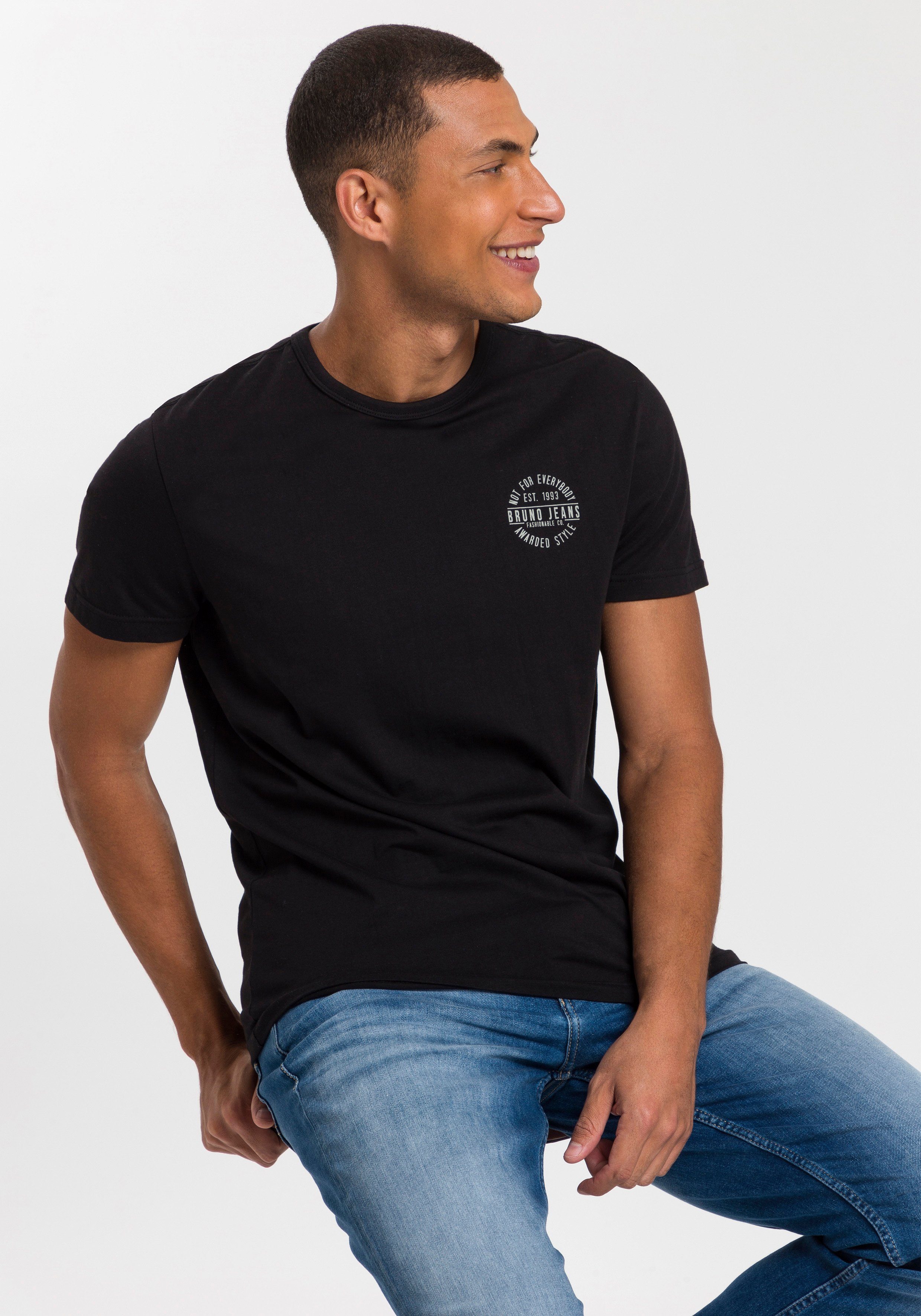 Herren Shirts Bruno Banani T-Shirt (2er-Pack) mit Logoprint auf der Brust