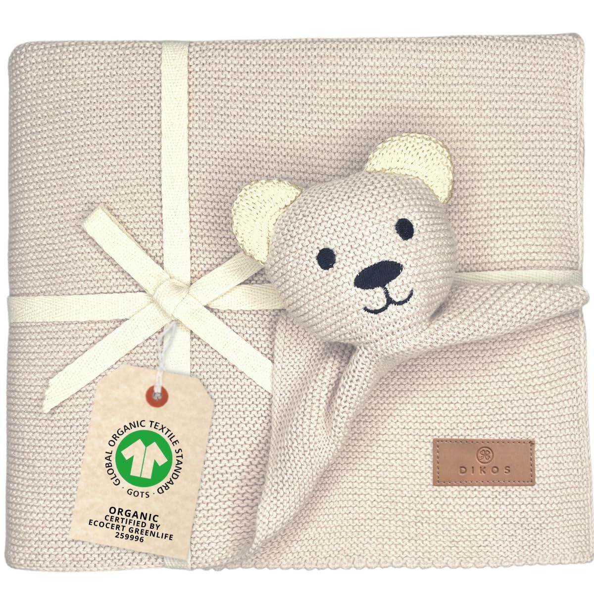 Babydecke DIKOS® Babydecke SCHMUSE-Bär Baby Geschenk Mädchen Junge Geschenkset, DIKOS, Geschenk zur Geburt, PREMIUM Qualität, 100 % BIO Baumwolle, nachhaltig