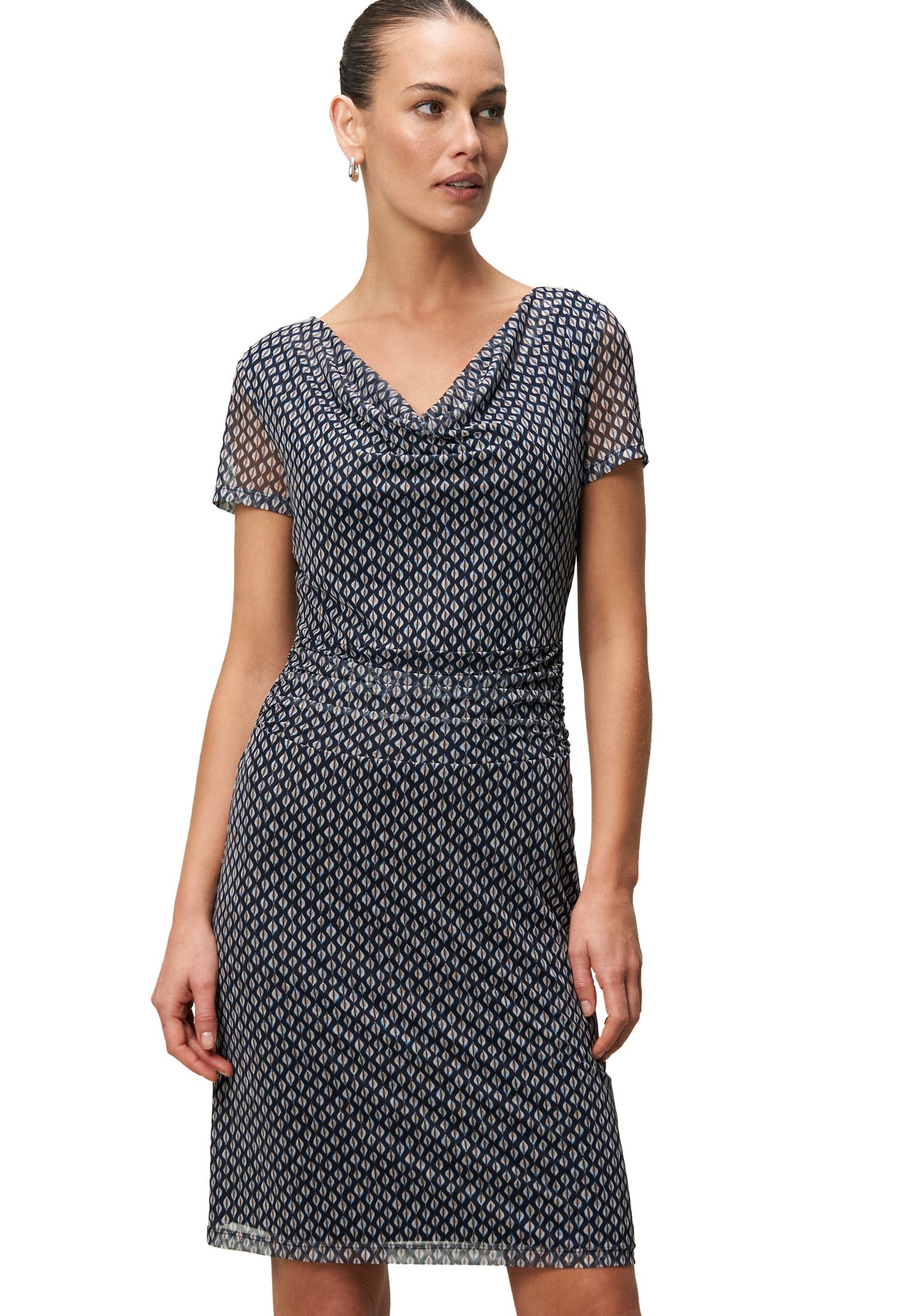 Druckkleid zero Mesh-Kleid mit Wasserfallausschnitt