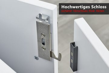 bümö Aktenschrank smart Büroschrank - 3 Ordnerhöhen Dekor: Weiß/Eiche