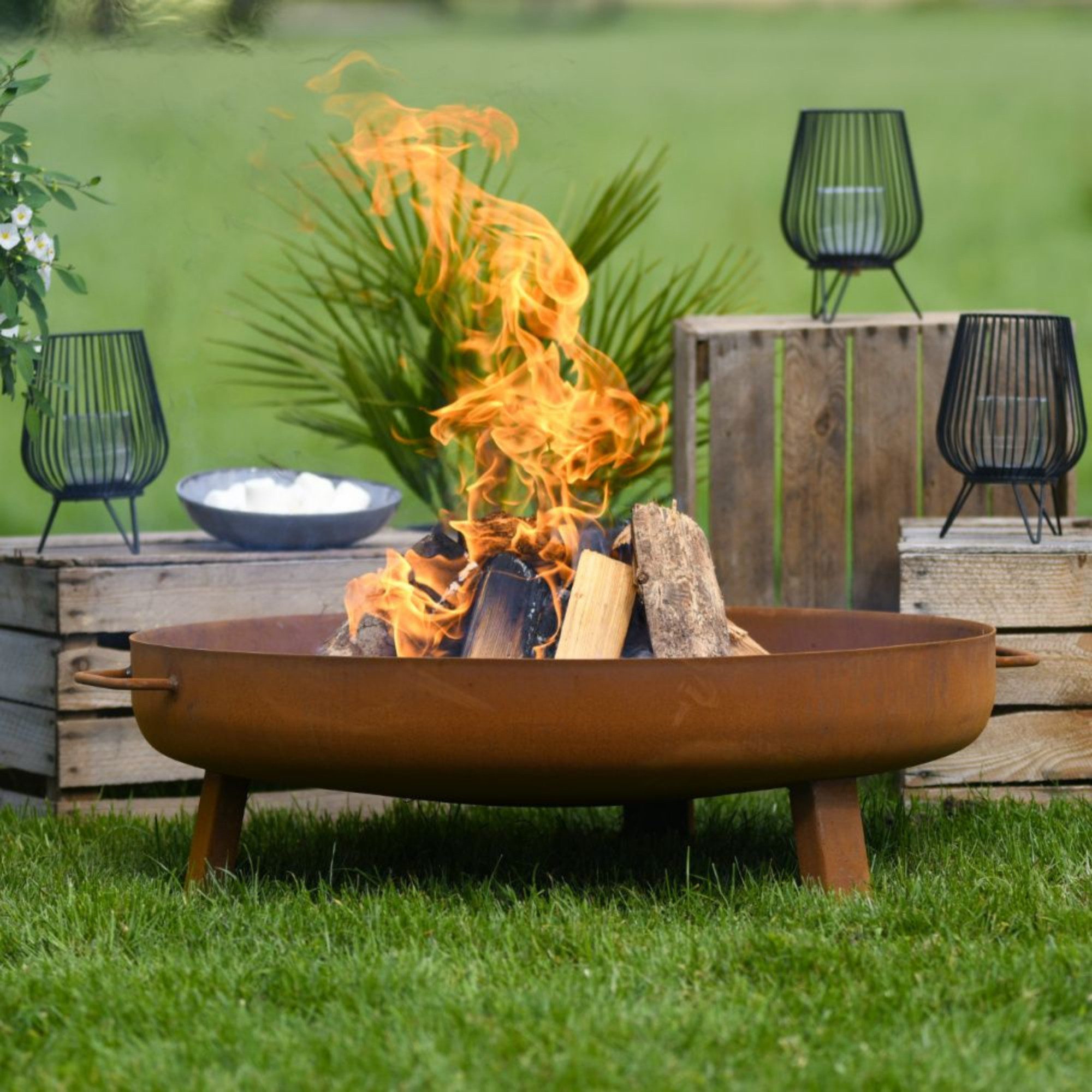 Czaja Feuerschale Czaja Feuerschale Bonn Ø 80 cm - mit Wasserablaufbohrung - Feuerstelle, Feuerfester Stahl, Sehr hohe Lebensdauer