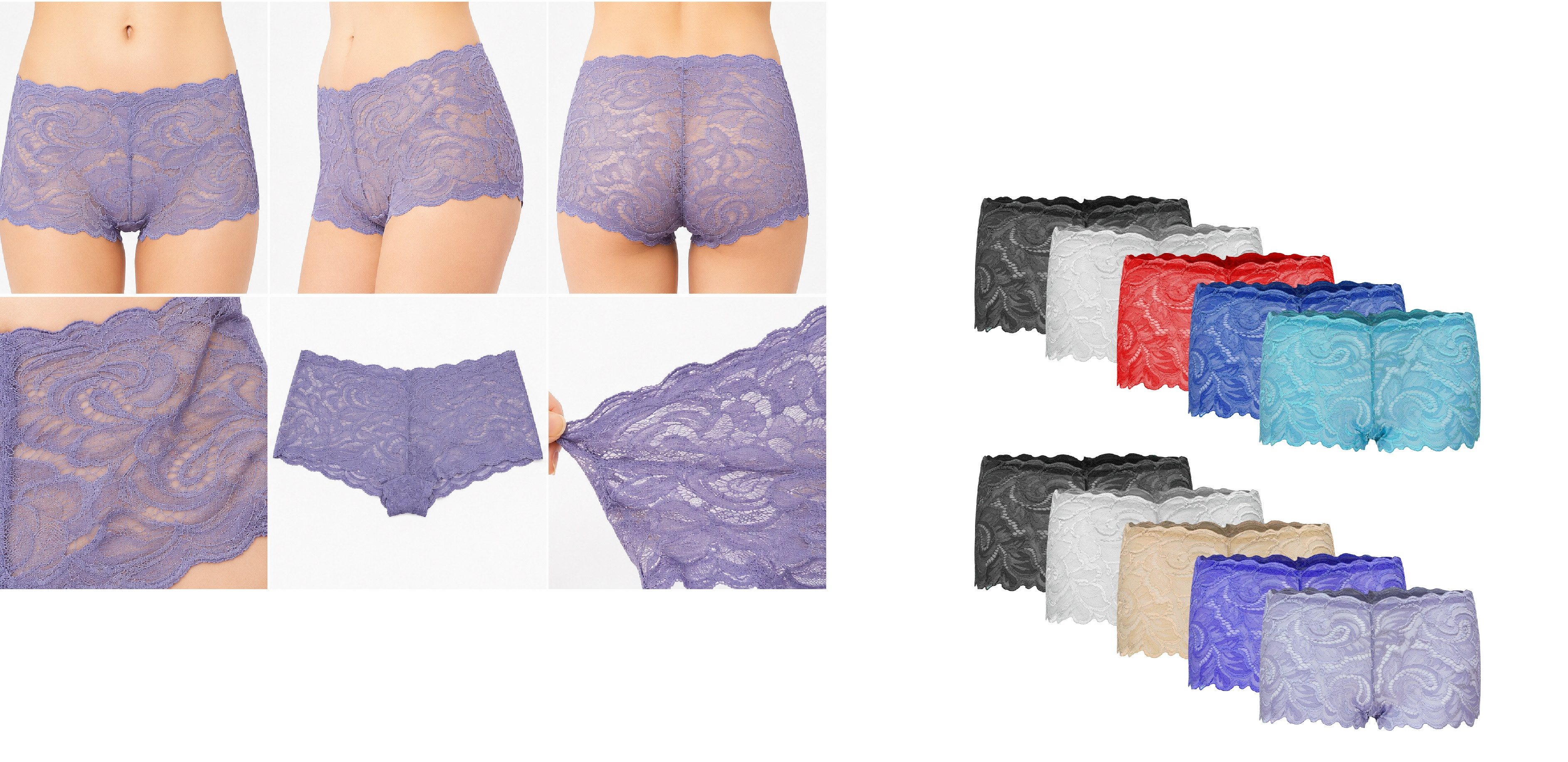 Rungassi Panty 10er-Pack Damen Pantys aus Spitze Femininer Komfort für jeden Tag Gr.