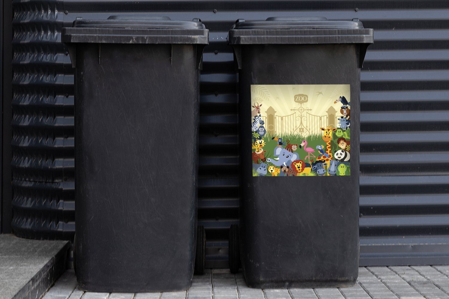 Abfalbehälter St), Mülltonne, Eine Illustration Wandsticker Container, Mülleimer-aufkleber, Sticker, Tieren von MuchoWow im (1 Zoo