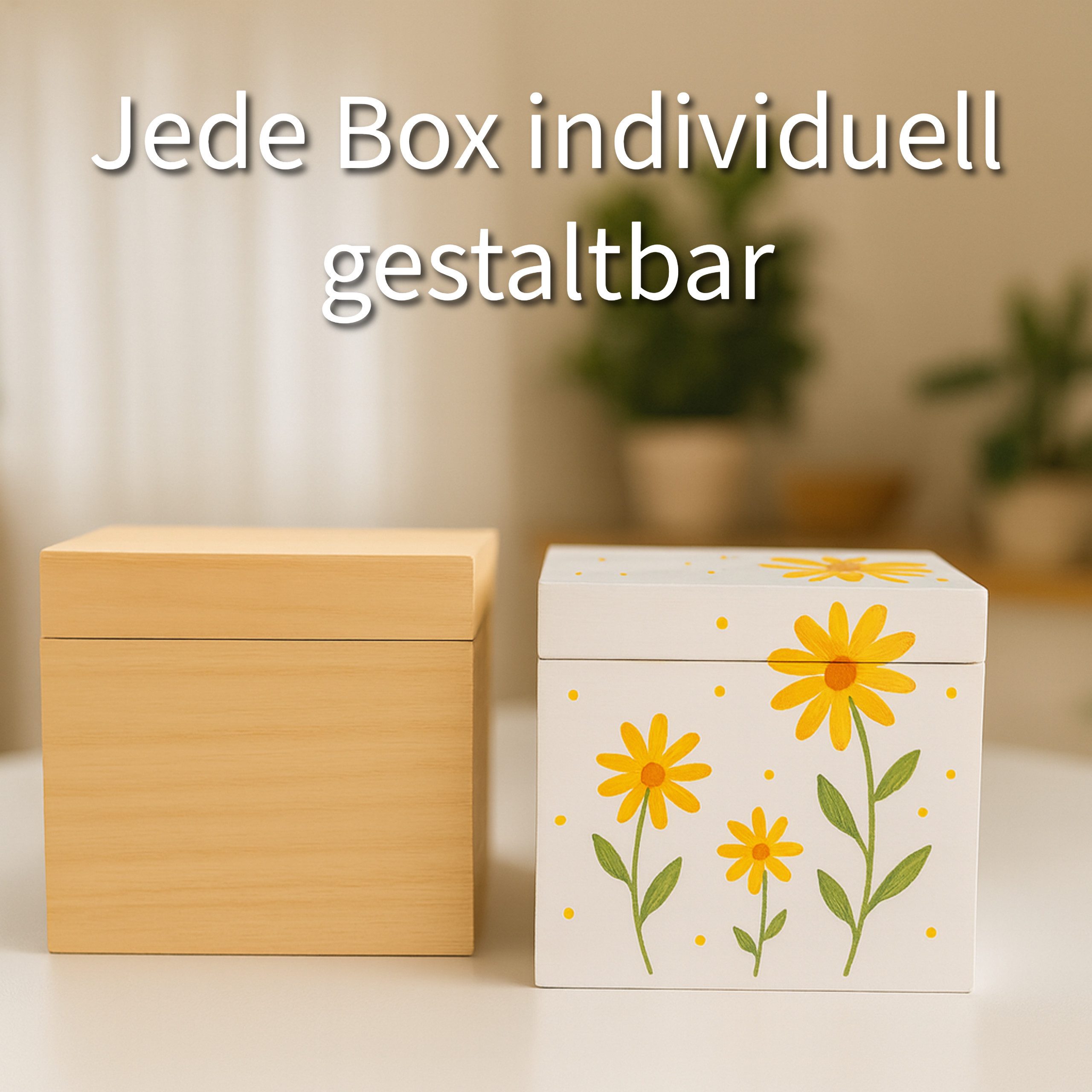 INTERGARDEN Holzkiste Holzbox mit Deckel 20 cm – naturbelassen – Deko & Aufbewahrung