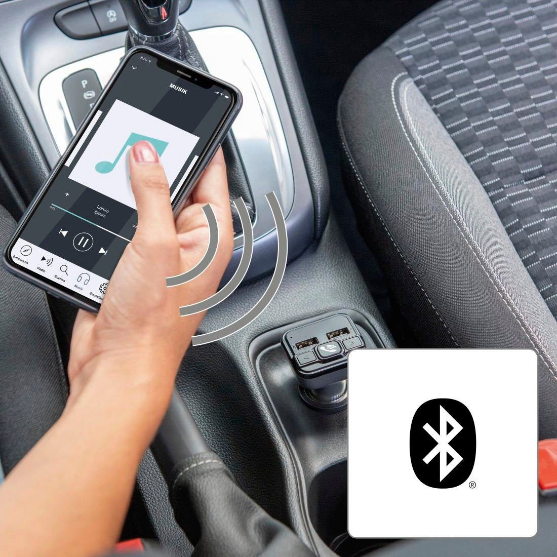 Hama FM-Transmitter mit Bluetooth®- und Freisprechfunktion Transmitter Bluetooth-Adapter zu USB 2.0