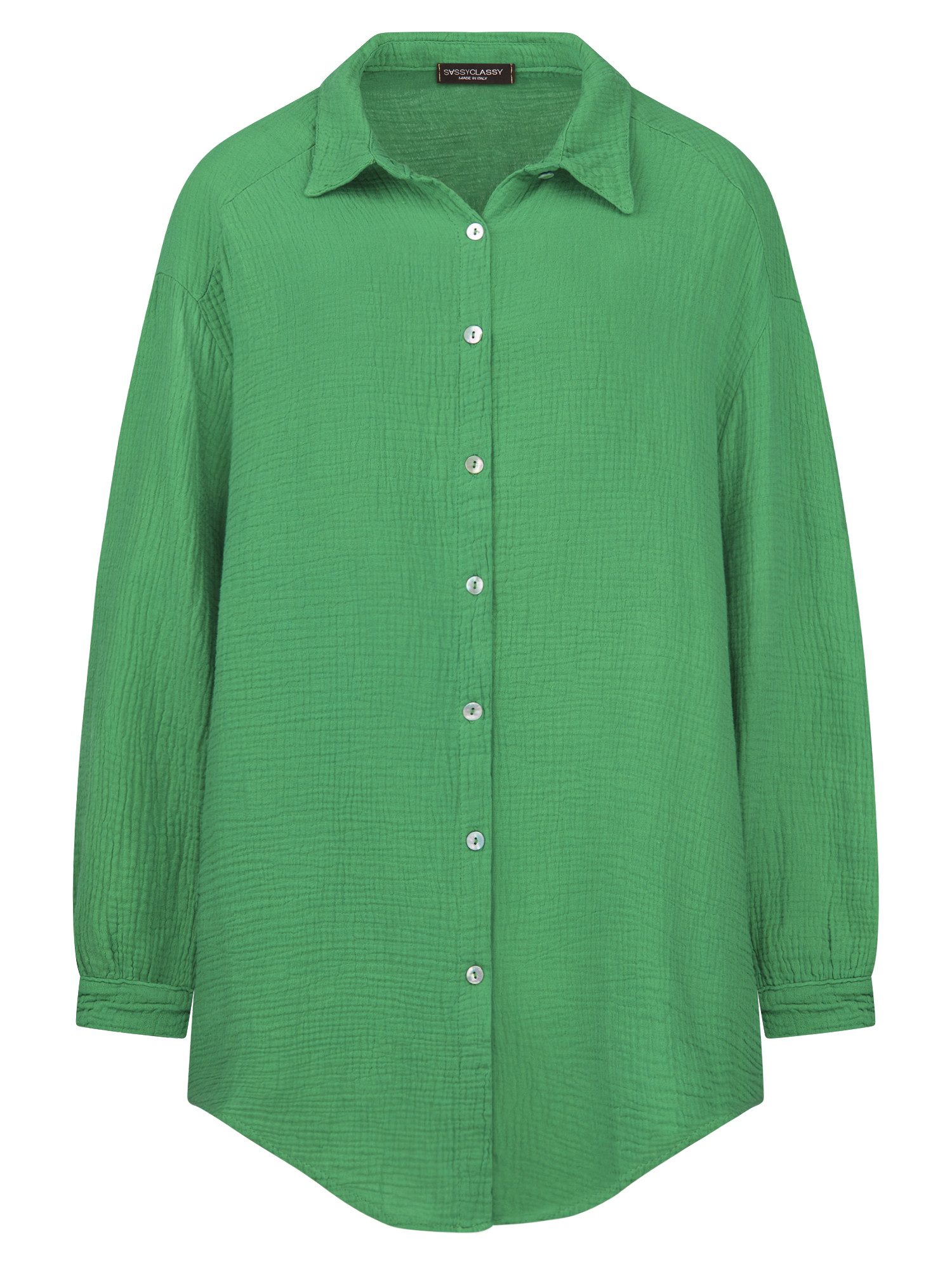 SASSYCLASSY Longbluse Oversize Musselin Bluse Damen günstig online kaufen