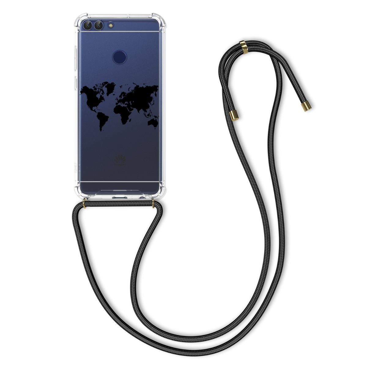 kwmobile Etui Hülle für Huawei Enjoy 7S / P Smart (2017), Silikon Handyhülle mit Kette - Handykette Handyband