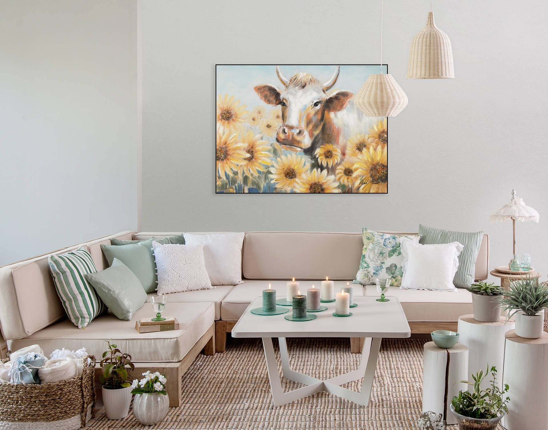 KUNSTLOFT Gemälde Harmonie der Natur cm, 100% 100x75 Wohnzimmer Wandbild HANDGEMALT Leinwandbild