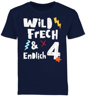 Shirtracer T-Shirt Wild frech und endlich 4 - Vier Jahre Wunderbar 4. Geburtstag