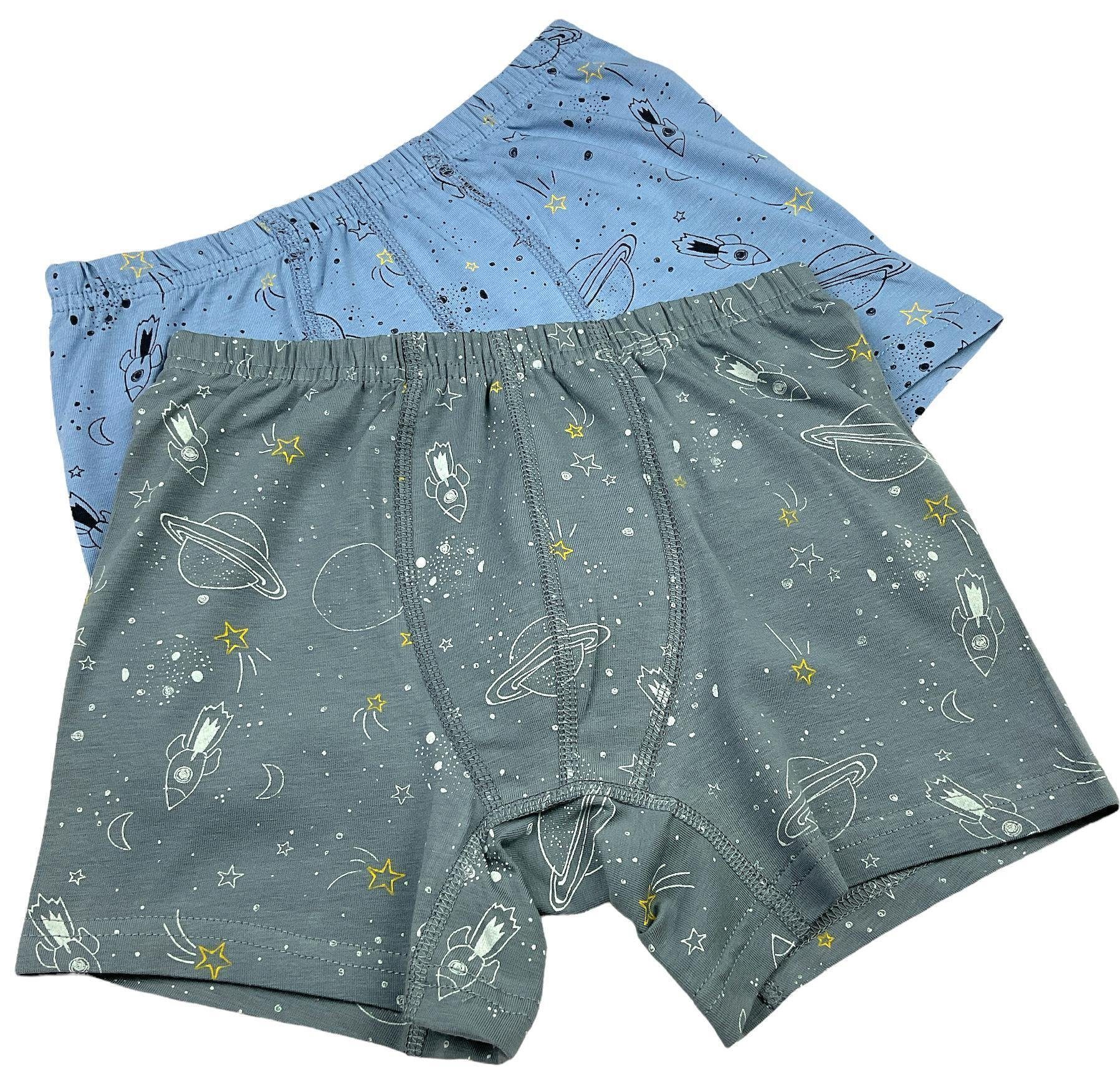 (Spar-Packung, Boxershorts Unterwäsche Jungen Boxershorts Unterhosen aus 5 LOREZA Baumwolle 5-St) Space -