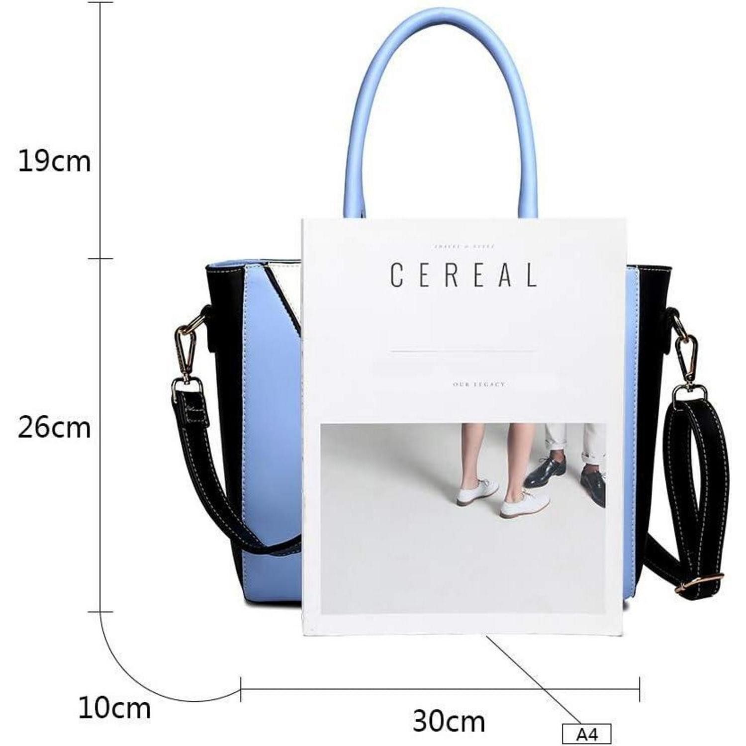 LuxusKollektion Handtasche Handtasche Damen mittelgroß Umhängetasche V Form Fächer Blau