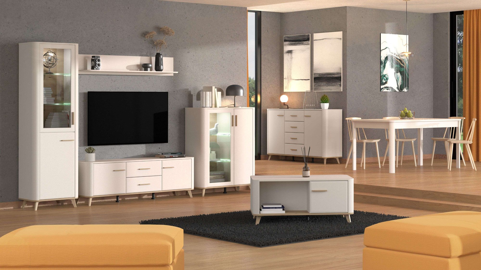 Home affaire Sideboard Darwen Kombikommode, Sideboard, Schubladenkommode, Abgerundete Kanten, matte Kaschmir-Oberflächen, Gesamtmaße:154x40x90,5