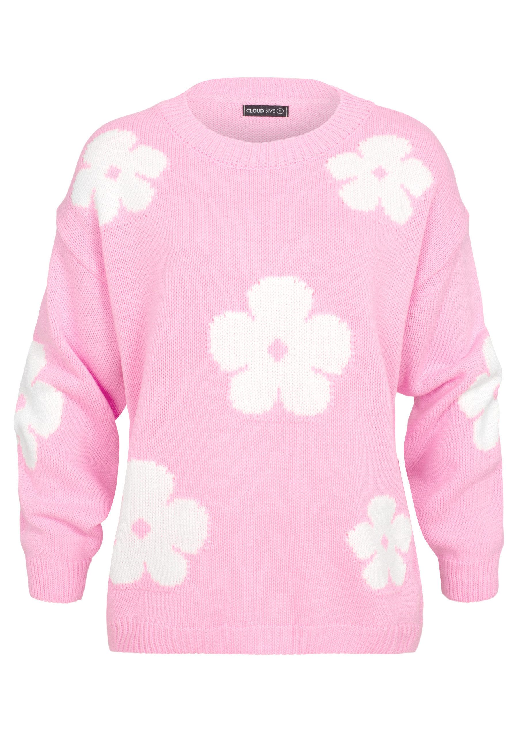 Fleecepullover CLOUD 5IVE Cloud 5ive Crewneck Knit Sweater with Flowers