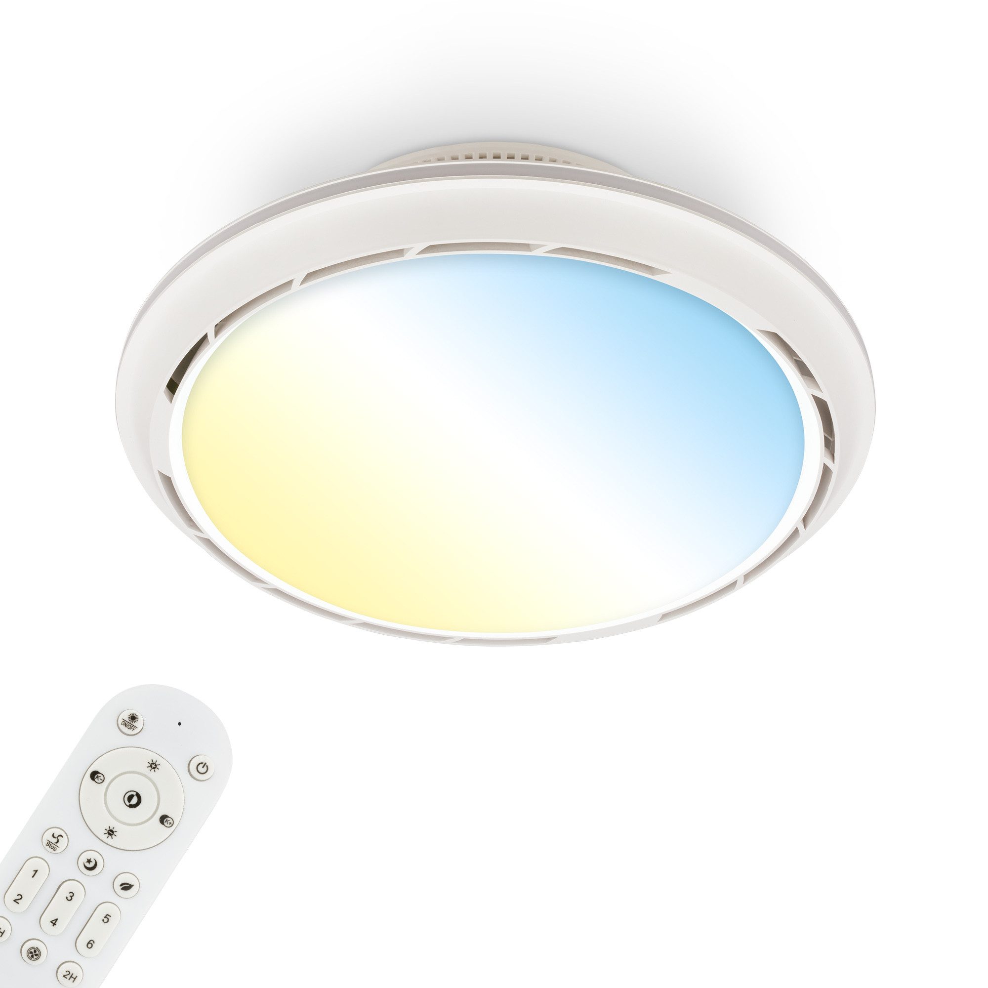 Briloner Leuchten LED Deckenleuchte DISON, Ventilatorfunktion, LED fest integriert, warmweiß - kaltweiß, 44x17,5 cm, Schlafzimmer, Wohnzimmer, Esszimmer, Flur, Küche