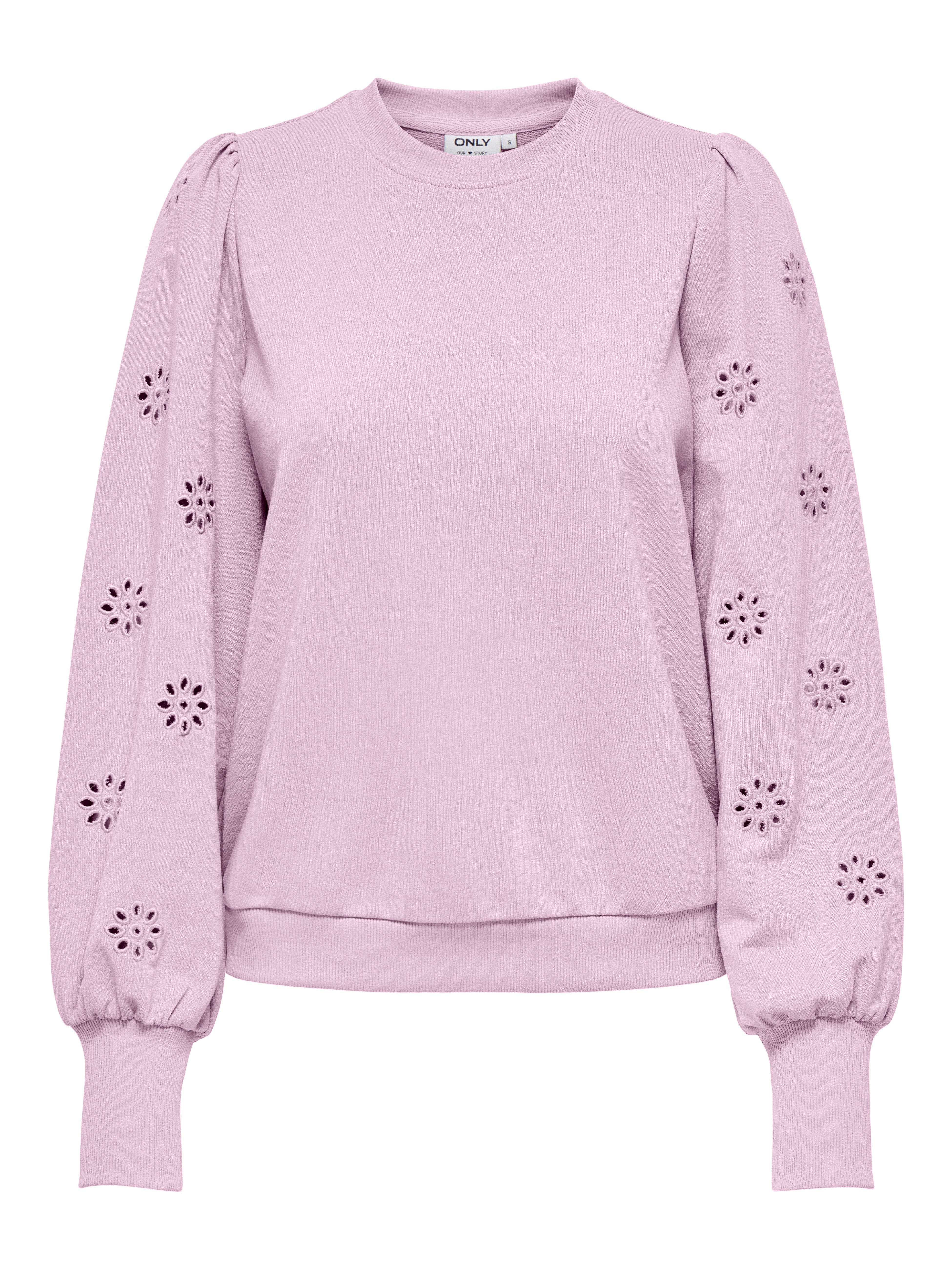 ONLY Sweatshirt ONLFEMME L/S PUFF EMBROIDERY UB SWT mit Puffärmeln mit wunderschöner Lochstickerei