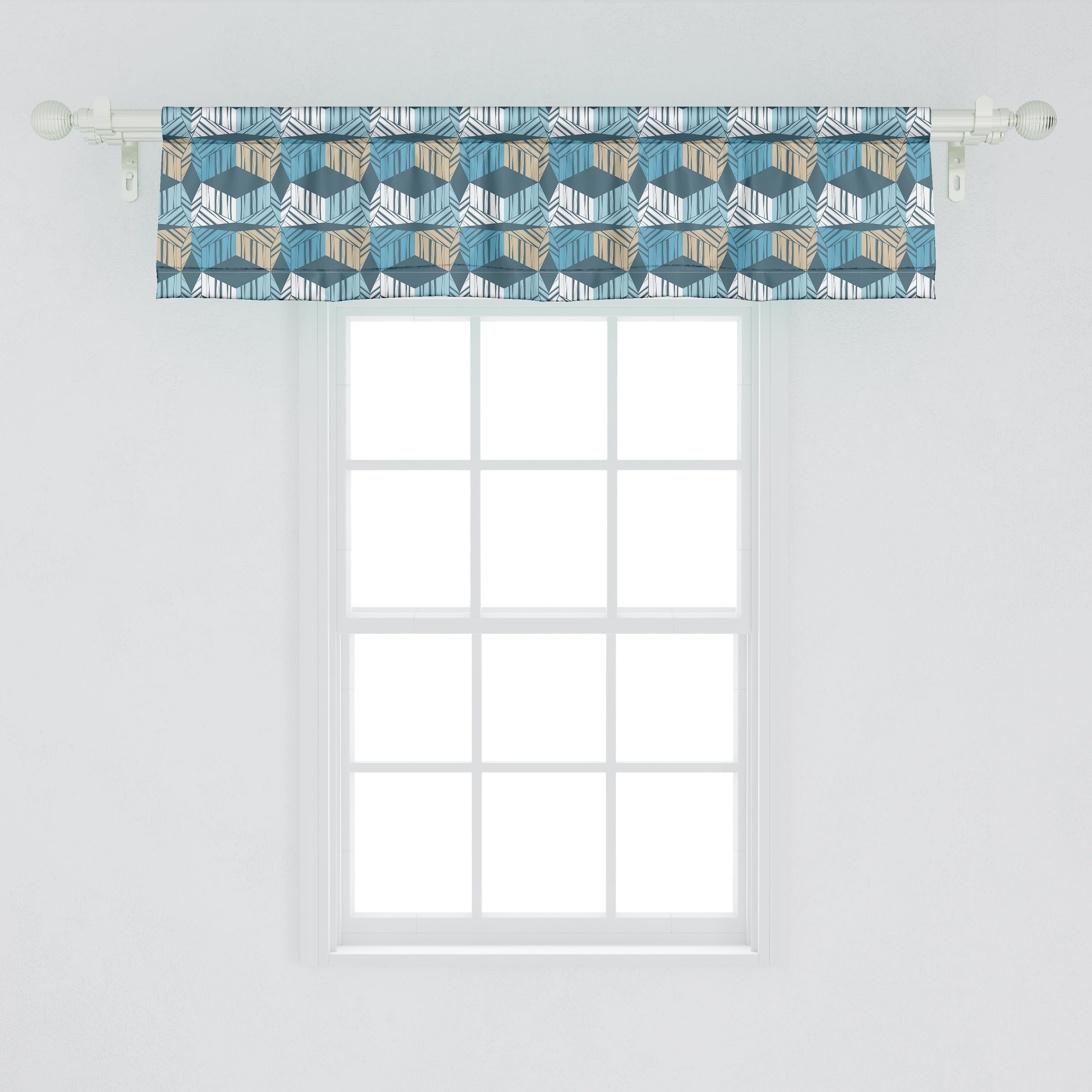 Scheibengardine Vorhang Volant für Stangentasche, Microfaser, Küche Kunst Abstrakt Schlafzimmer Kalter Farbige Dekor mit geometrische Abakuhaus