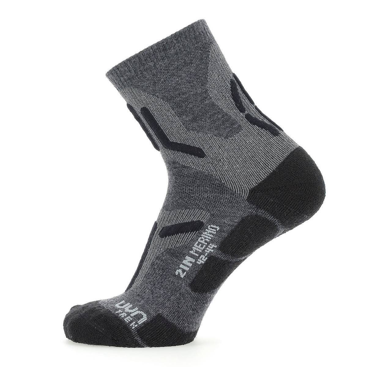 UYN Sneakersocken Herren Trekking Socken - 2IN Merino Socks Mid Grey - Black