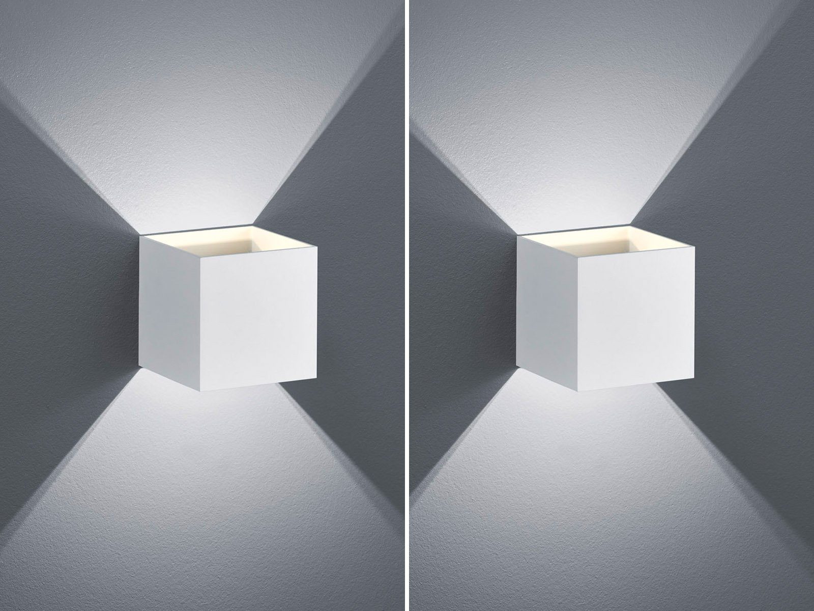 TRIO Leuchten LED Wandstrahler, LED fest integriert, Warmweiß, 2er Set kleine LED Strahler innen, Updown Leuchte Treppenaufgang Ø10cm