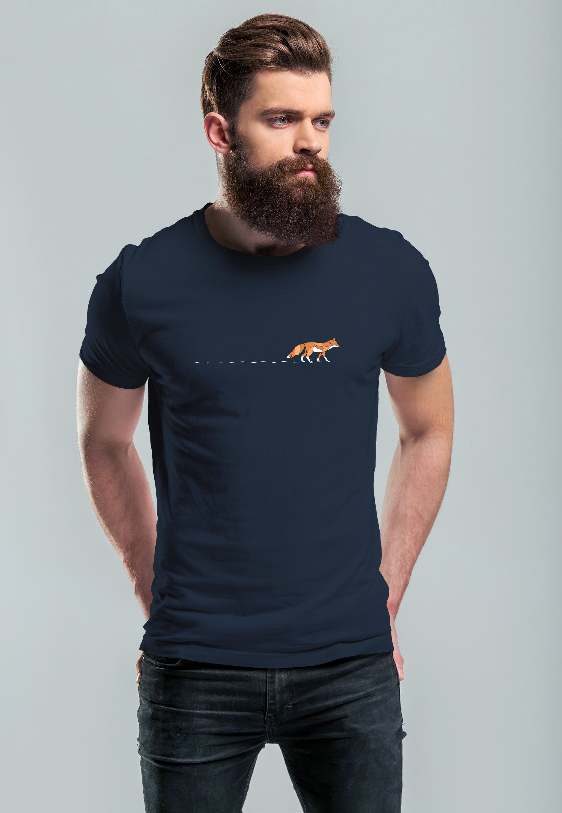Neverless Print-Shirt Herren T-Shirt Fuchs Fox Wald Tiermotiv Logo Print Ba günstig online kaufen