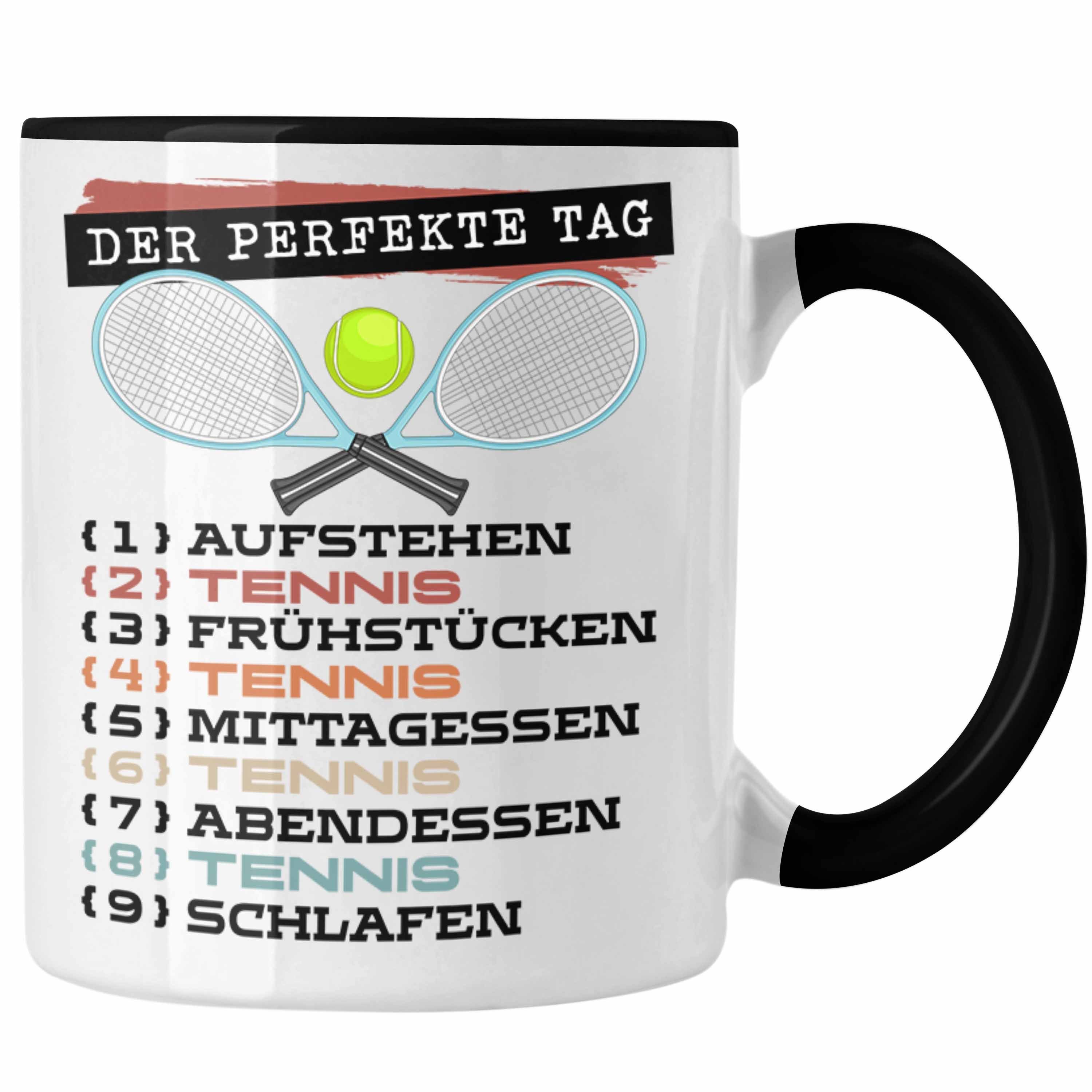 Trendation Tasse Trendation - Tennis Tasse Geschenk Becher Der Perfekte Tag Tennis-Spie Schwarz