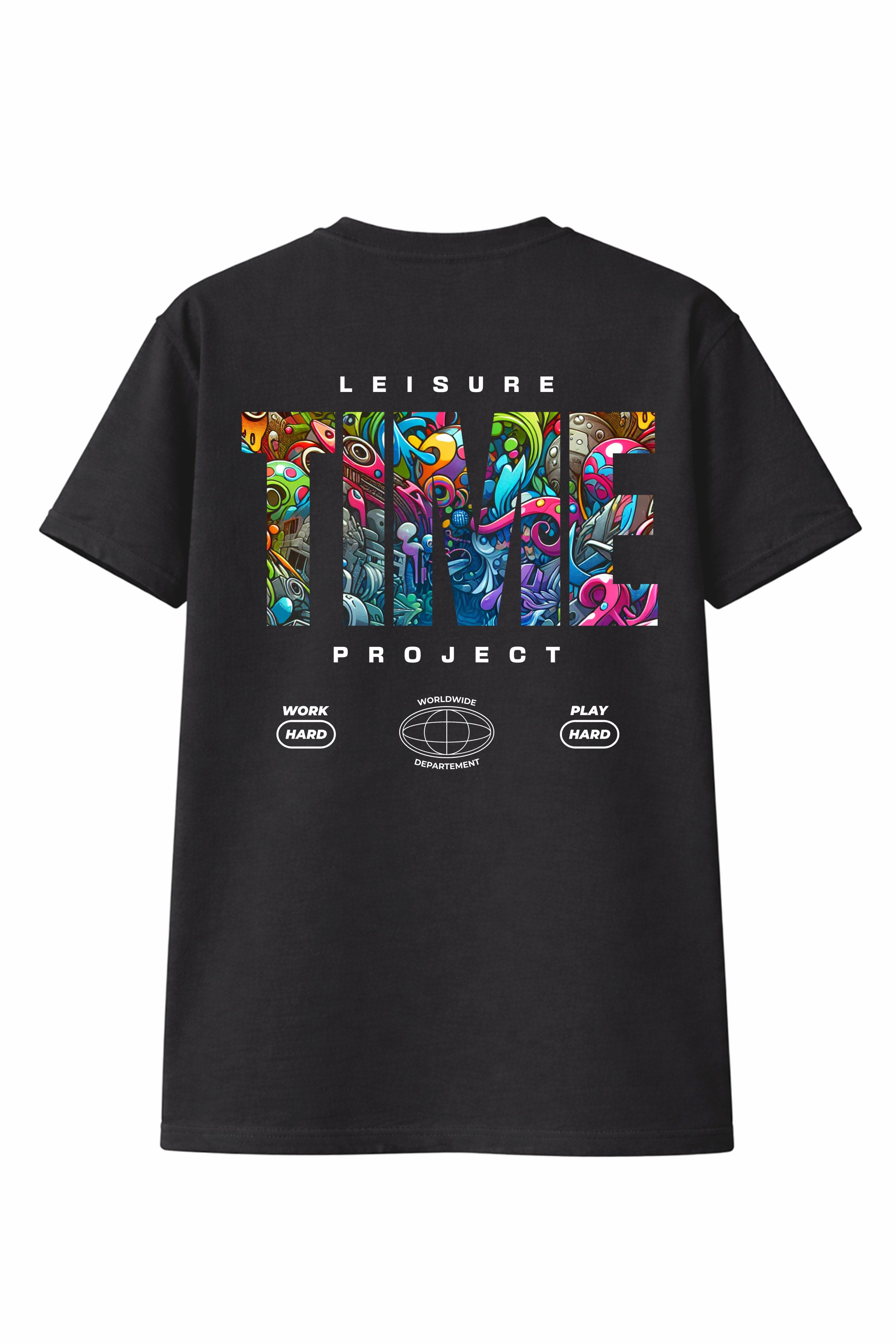 Banco T-Shirt Herren Time Shirt Print (Einzelstück) Großflächiger "LEISURE TIME" Graffiti-Rückenprint mit Word-Art