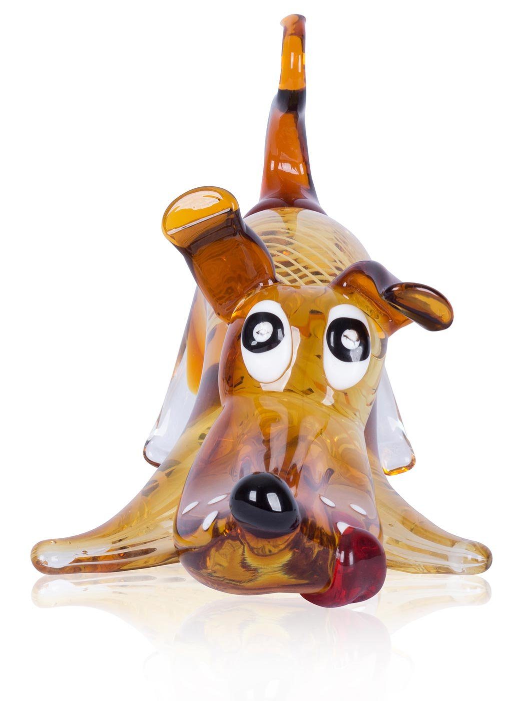 Deko Skulptur Designer Skulptur, Hund 16x20x30cm Glasfigur Levandeo® Glas