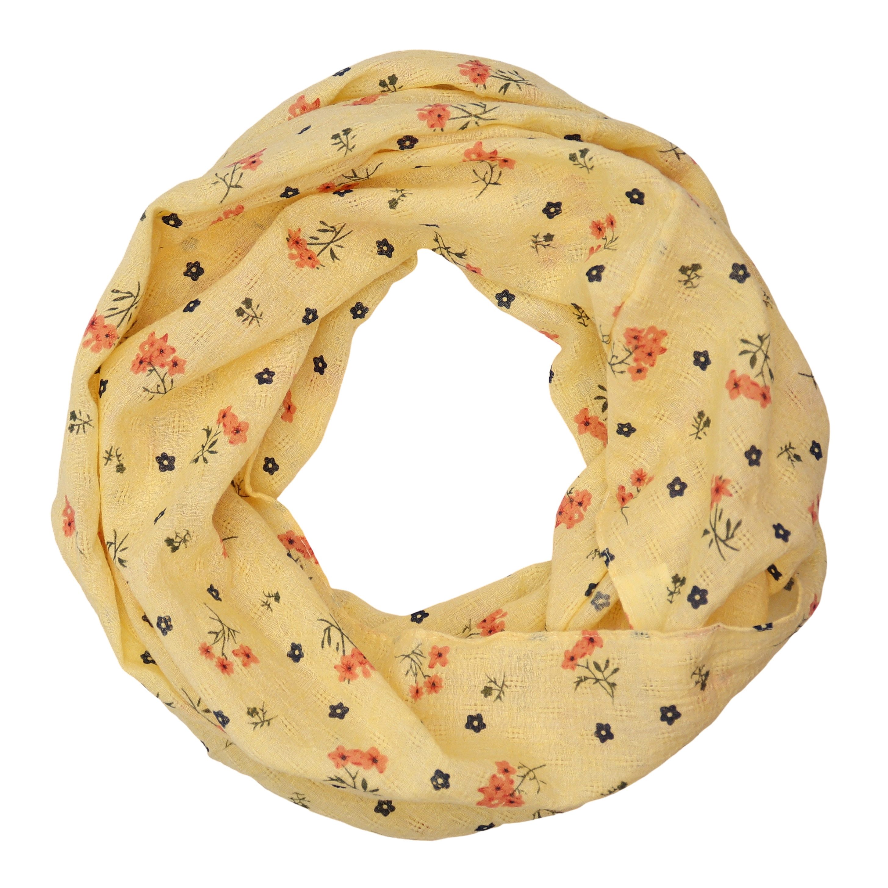 MIRROSI Loop Damen Schal mit Blumen-Muster Weich aus 100% Baumwolle Schlauchschal, (ca. 160x44cm Zweimal um den Hals wickelbar)