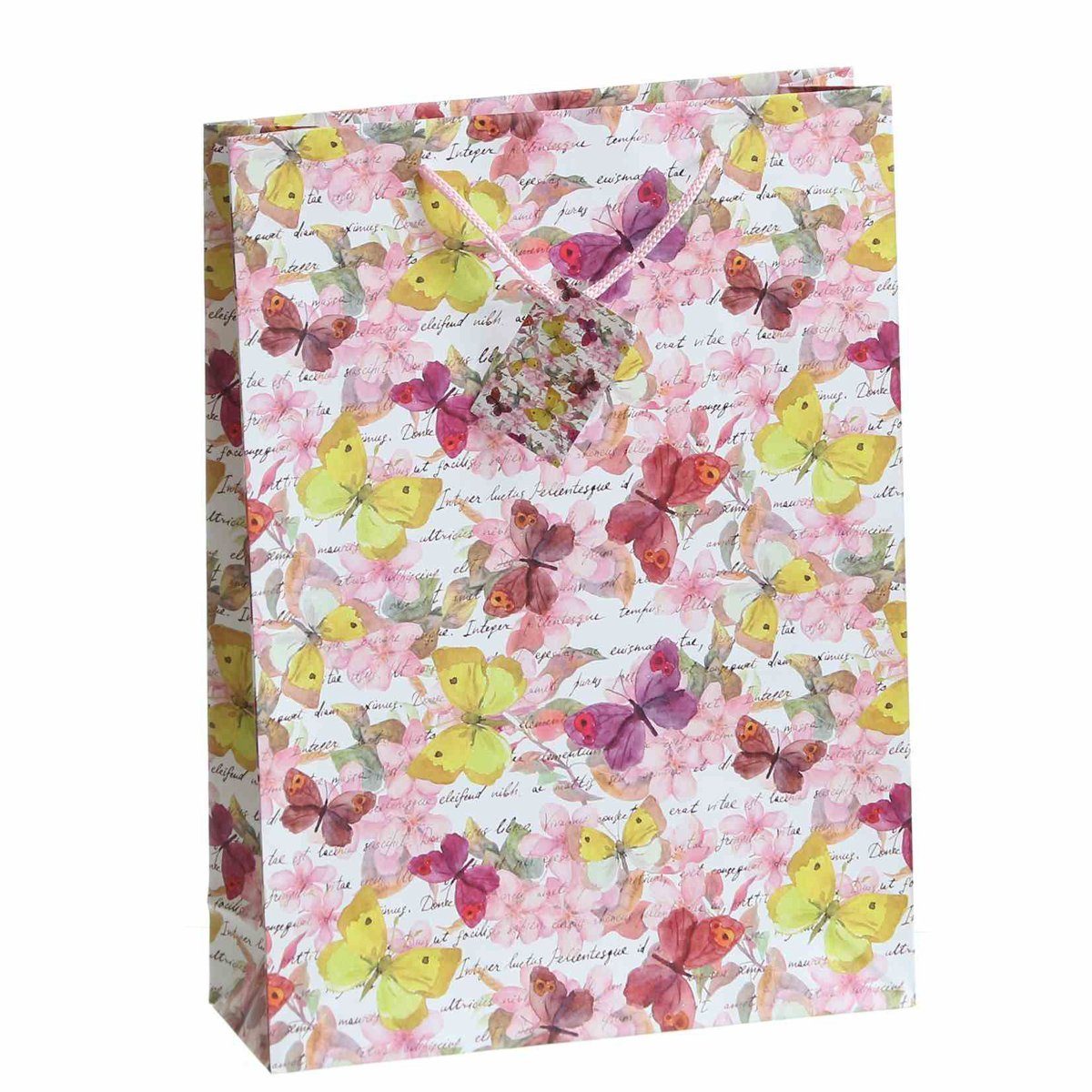 Linoows Tragetasche 10 Stück Geschenktüten Apfelblüte & Schmetterlinge, Große Papiertragetaschen