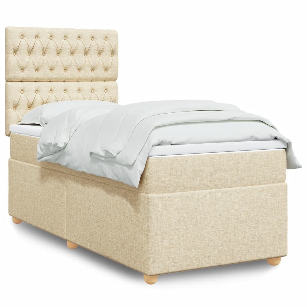 Bett Boxspringbett Creme 200x80x140,5/150,5 cm mit Matratze und Auflage
