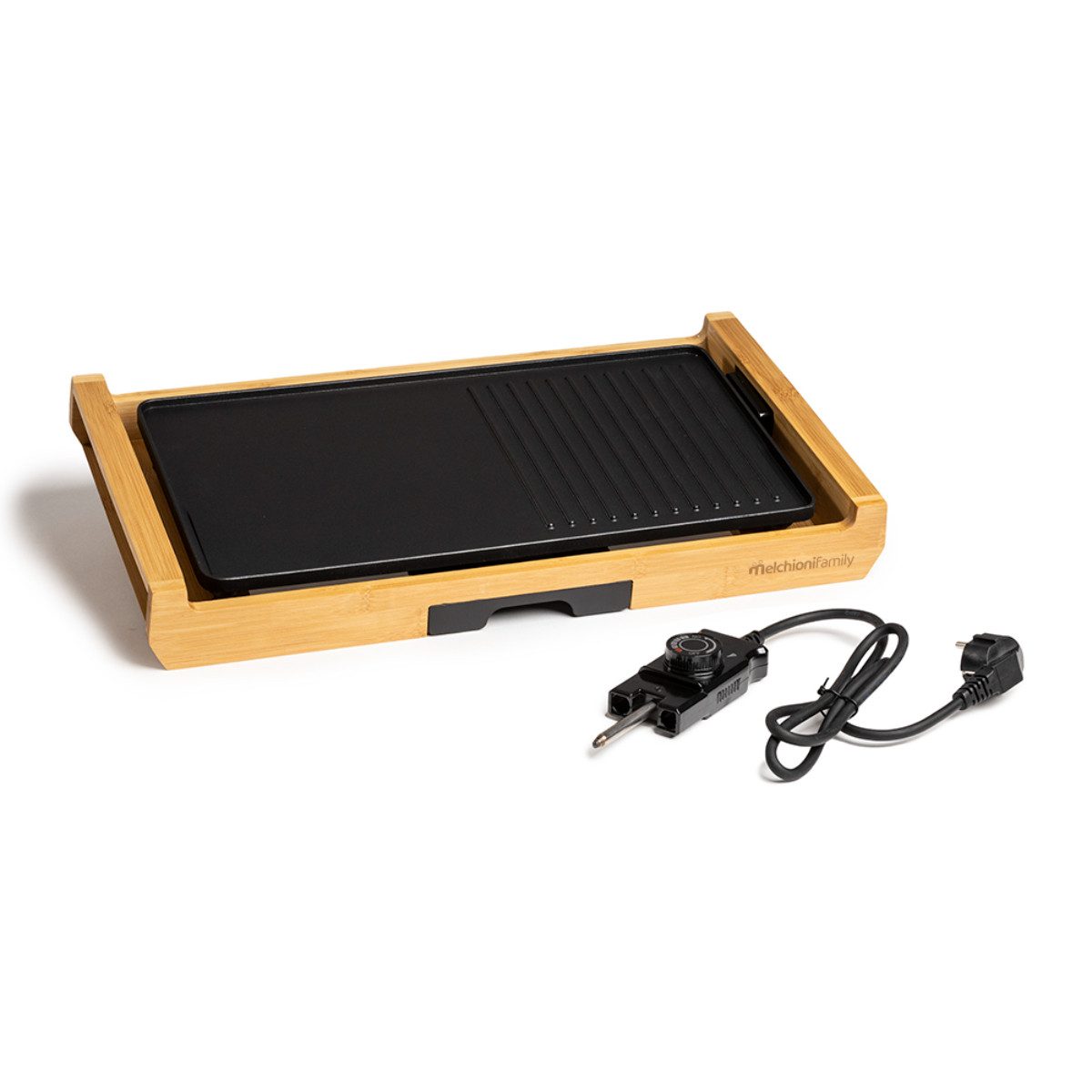 Melchioni Tischgrill Bamboo, 1800 W, Abnehmbare Bambusstruktur für einfache Reinigung