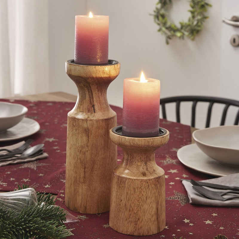 Home-trends24.de Торшери Торшери Mangoholz Holz Свічник Braun Deko 2er Set (2 St)