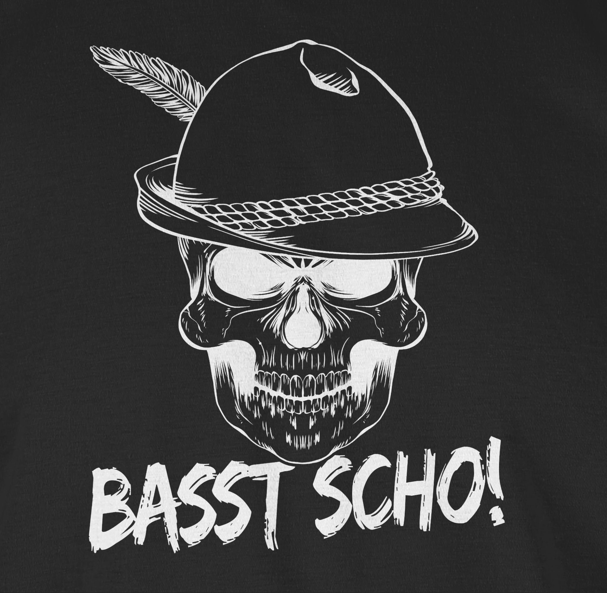 Herren Totenkopf für Schwarz scho! 1 Basst Shirtracer Mode Oktoberfest T-Shirt