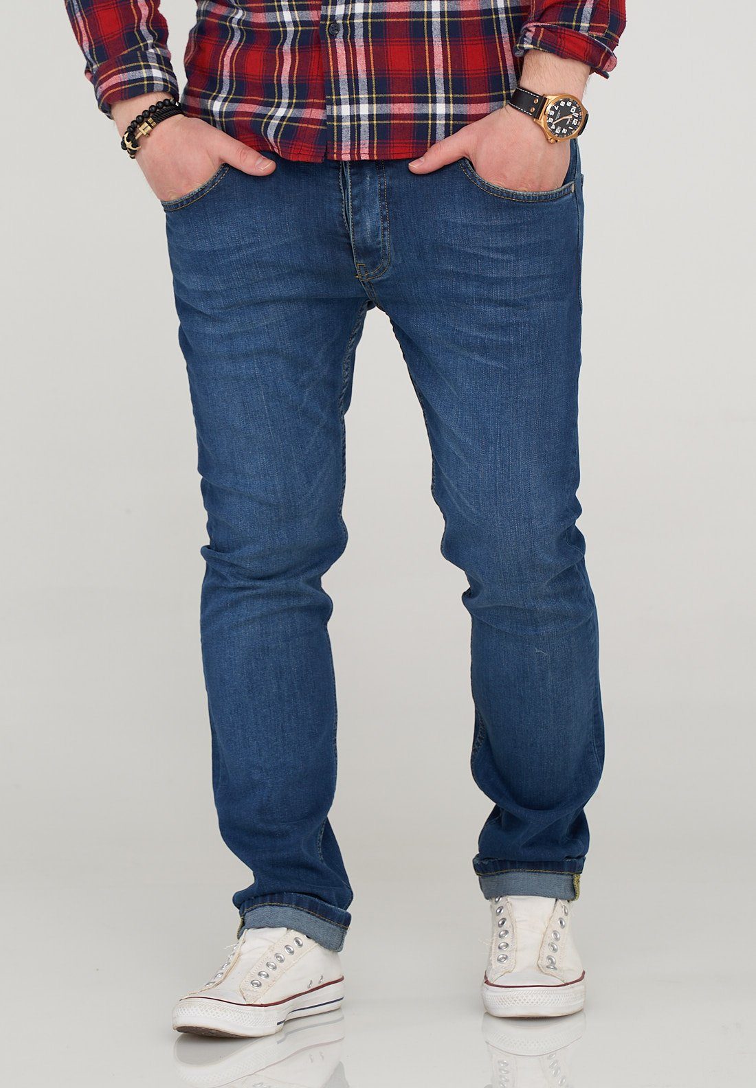 dunkelblau Used-Wash-Stil im Regular-fit-Jeans SOULSTAR MADRID