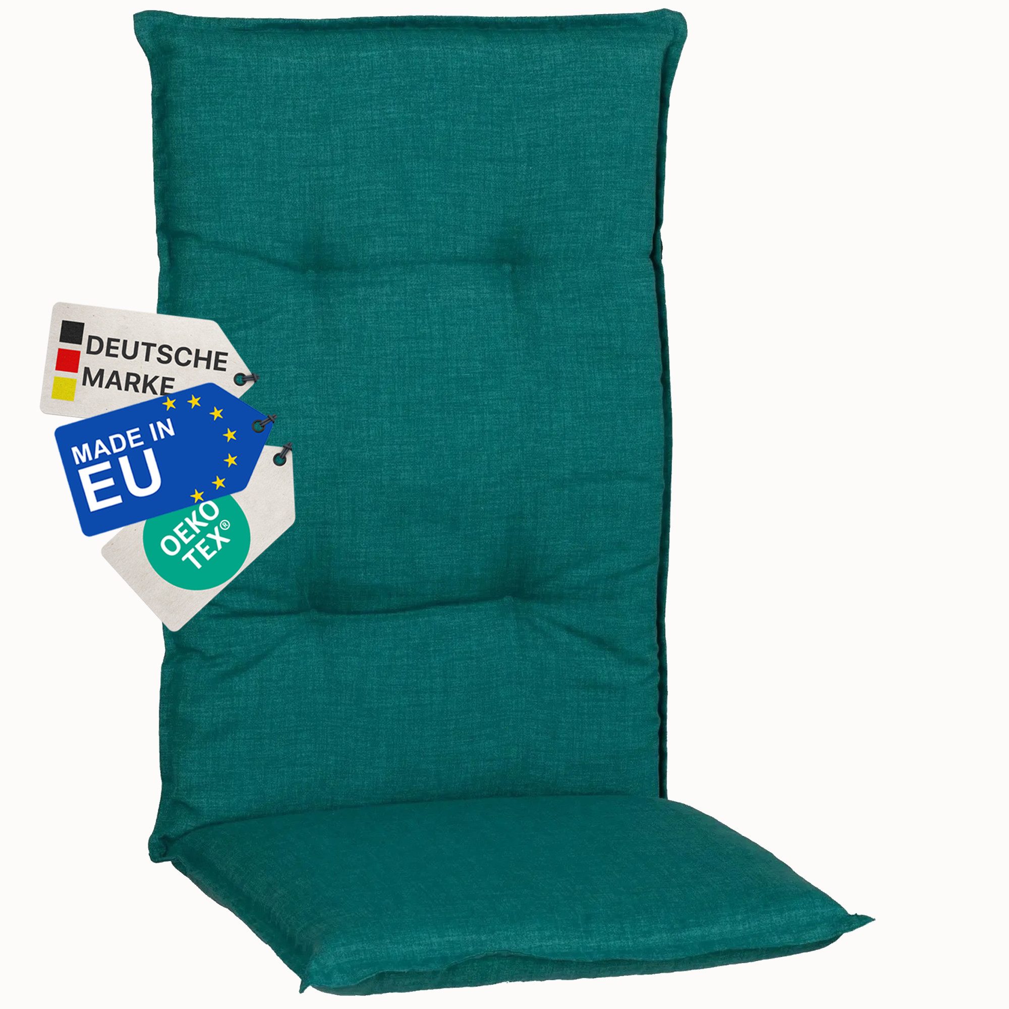 NYVI Hochlehnerauflage Hochlehner Auflage Barcelona - Gartenstuhlauflage 118x50 - 6cm Polster, (1 St), Stuhlauflage, Sitzauflage mit Halteband, UV-fest