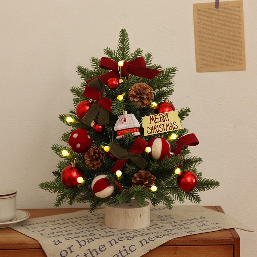 Blusmart Künstlicher Dekor, Großer Weihnachtsbaum Tisch-Weihnachtsbaum Mit Künstlicher Weihnachtsbaum Kleiner Mehrfarbigem 45 red Cm