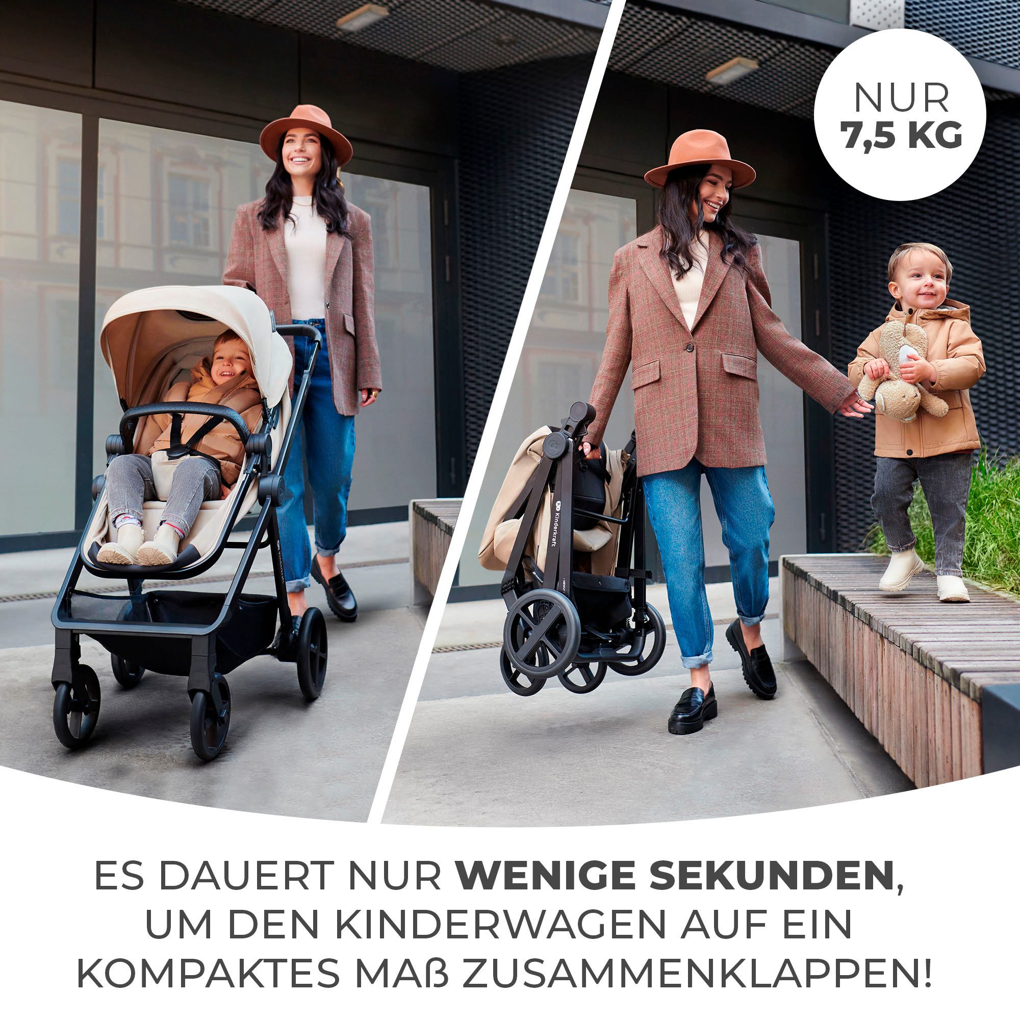 Kinderkraft Kombi-Kinderwagen NEWLY 3IN1 MINK PRO, (Set)